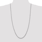 14K White Gold 30 inch 4mm Diamond-cut Rope with Lobster Clasp Chain