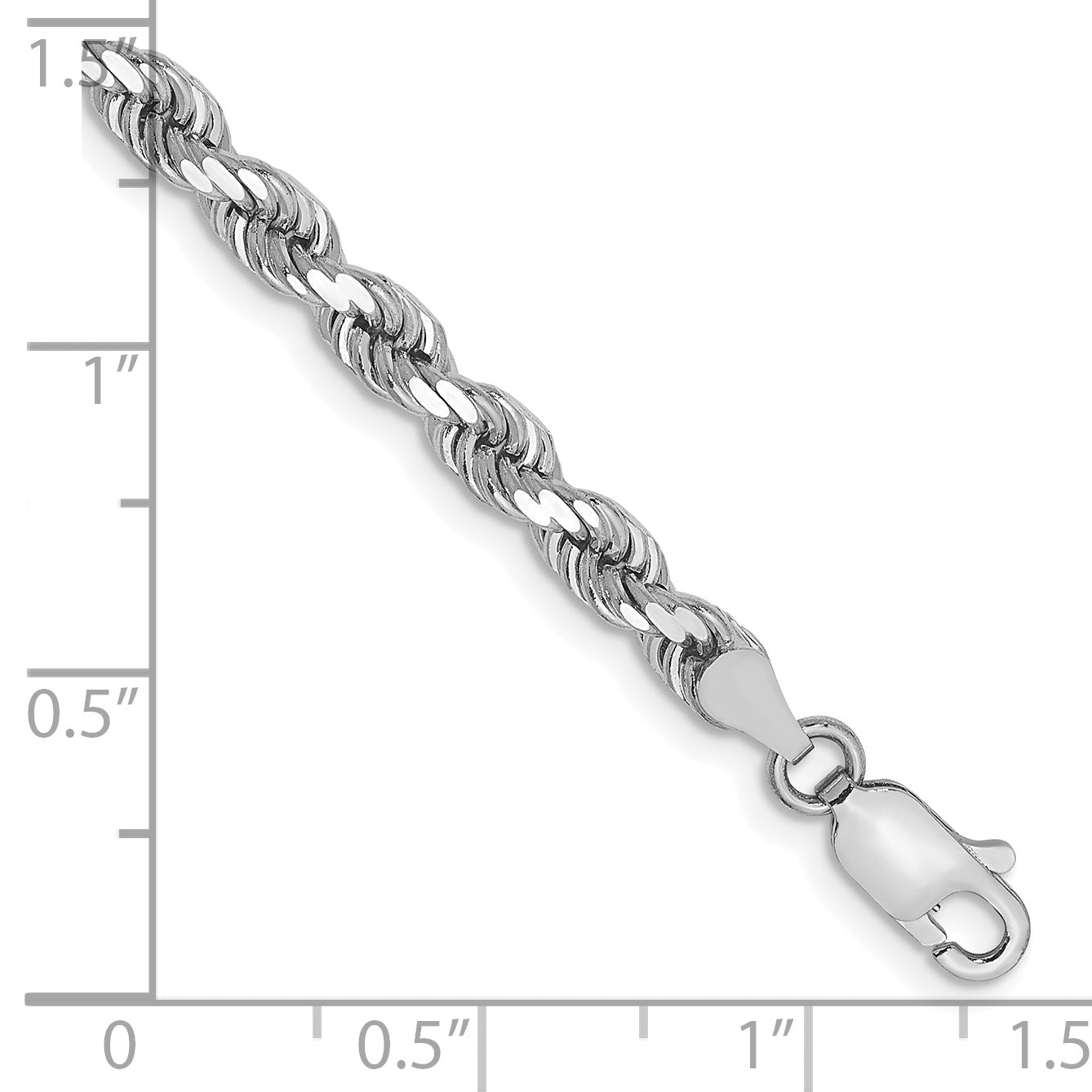10k White Gold 4mm Diamond-cut Rope Chain Secondary image