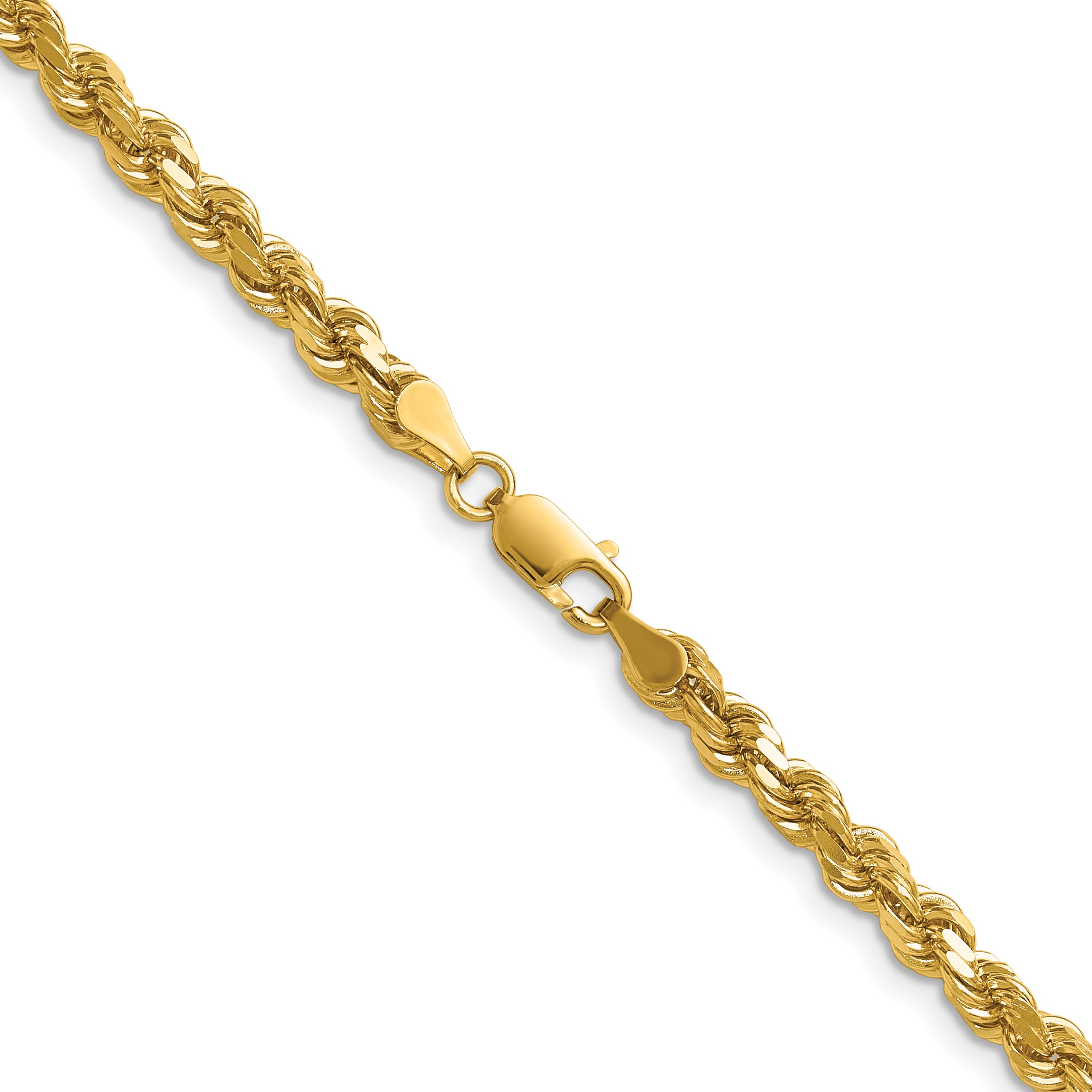 14K 30 inch 4.25mm Diamond-cut Rope with Lobster Clasp Chain