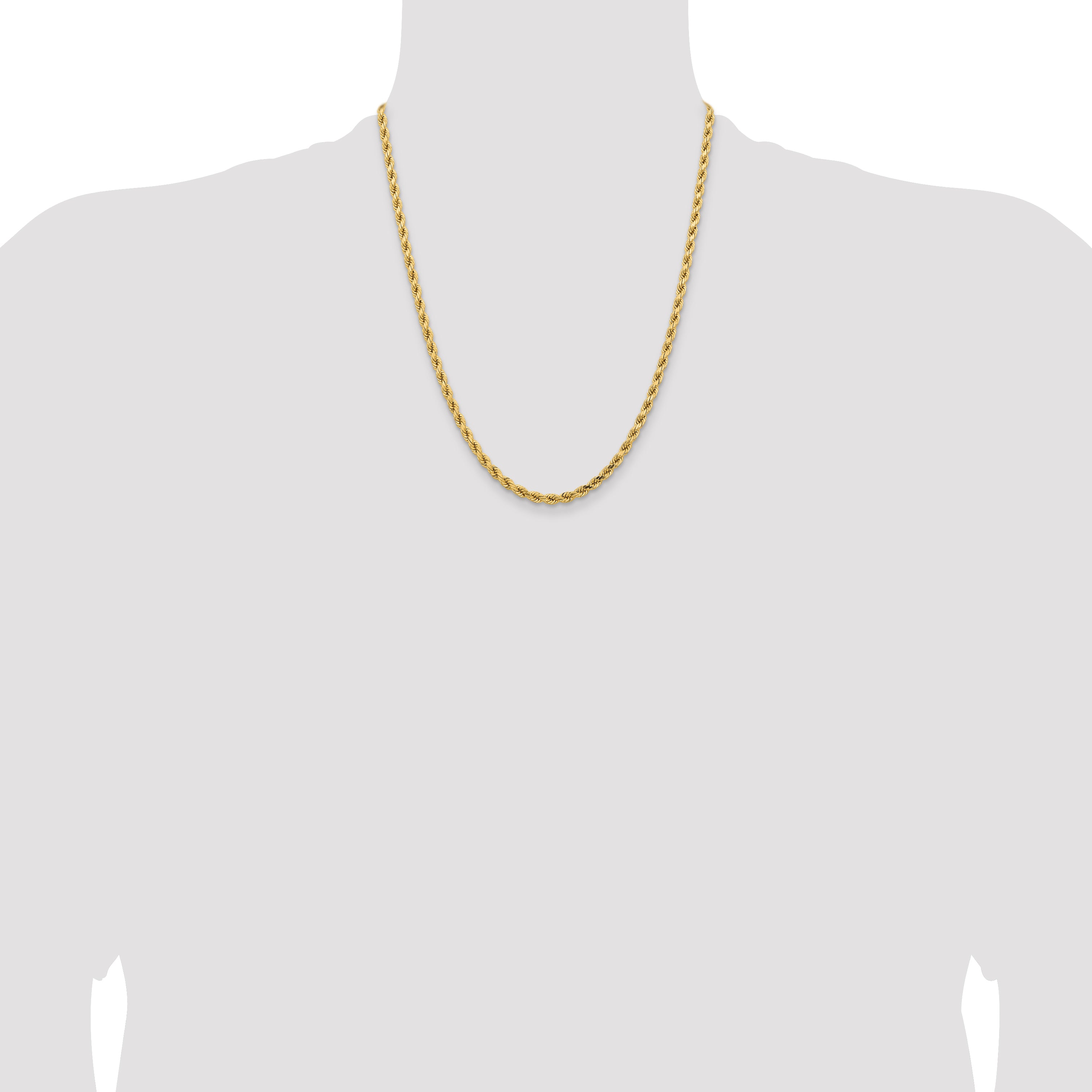 14K 22 inch 4.25mm Diamond-cut Rope with Lobster Clasp Chain