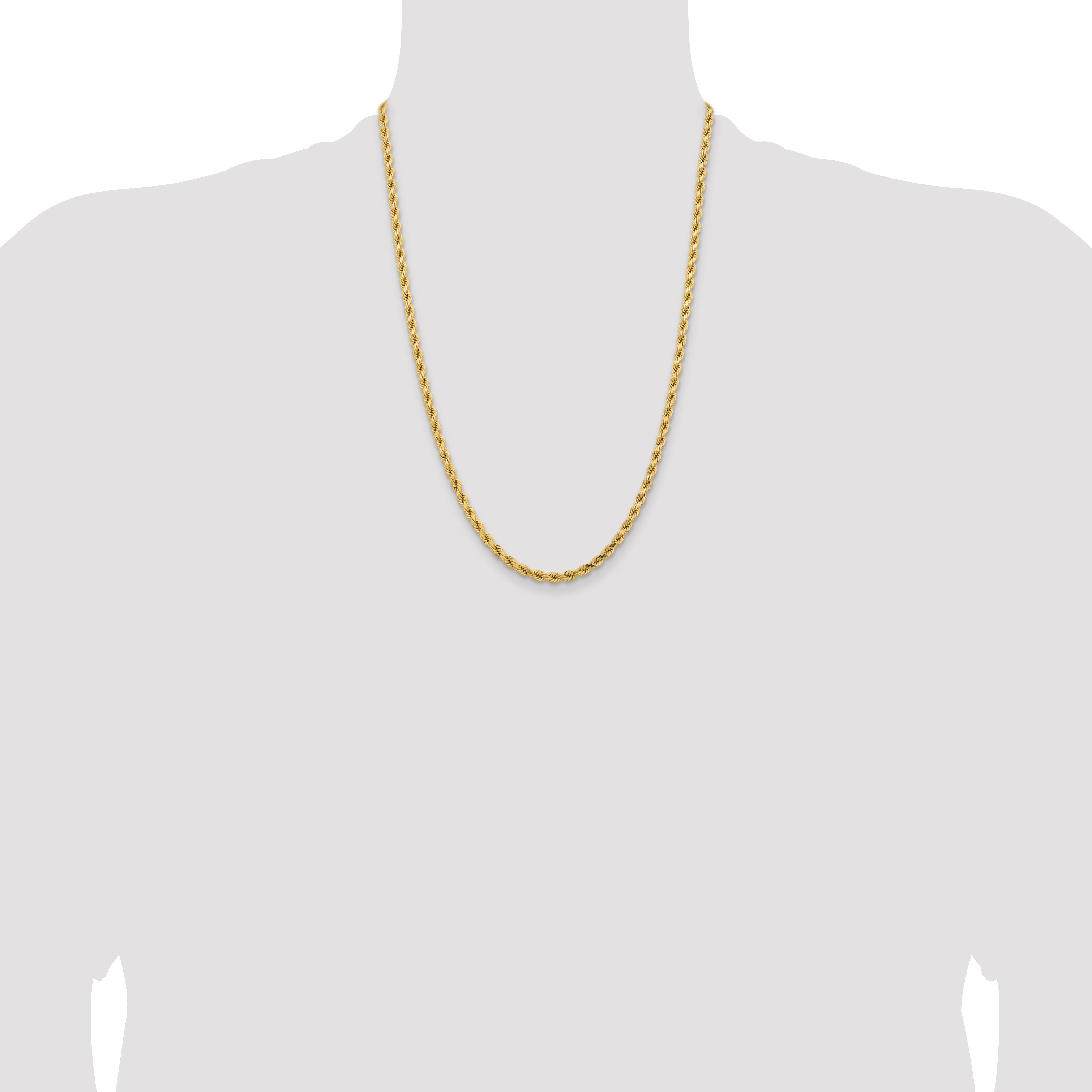 14K 24 inch 4.25mm Diamond-cut Rope with Lobster Clasp Chain