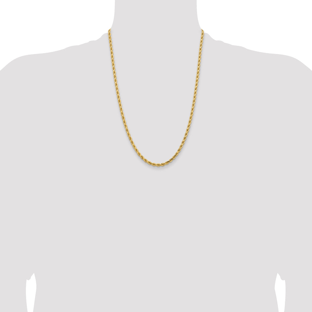 14K 24 inch 4.25mm Diamond-cut Rope with Lobster Clasp Chain