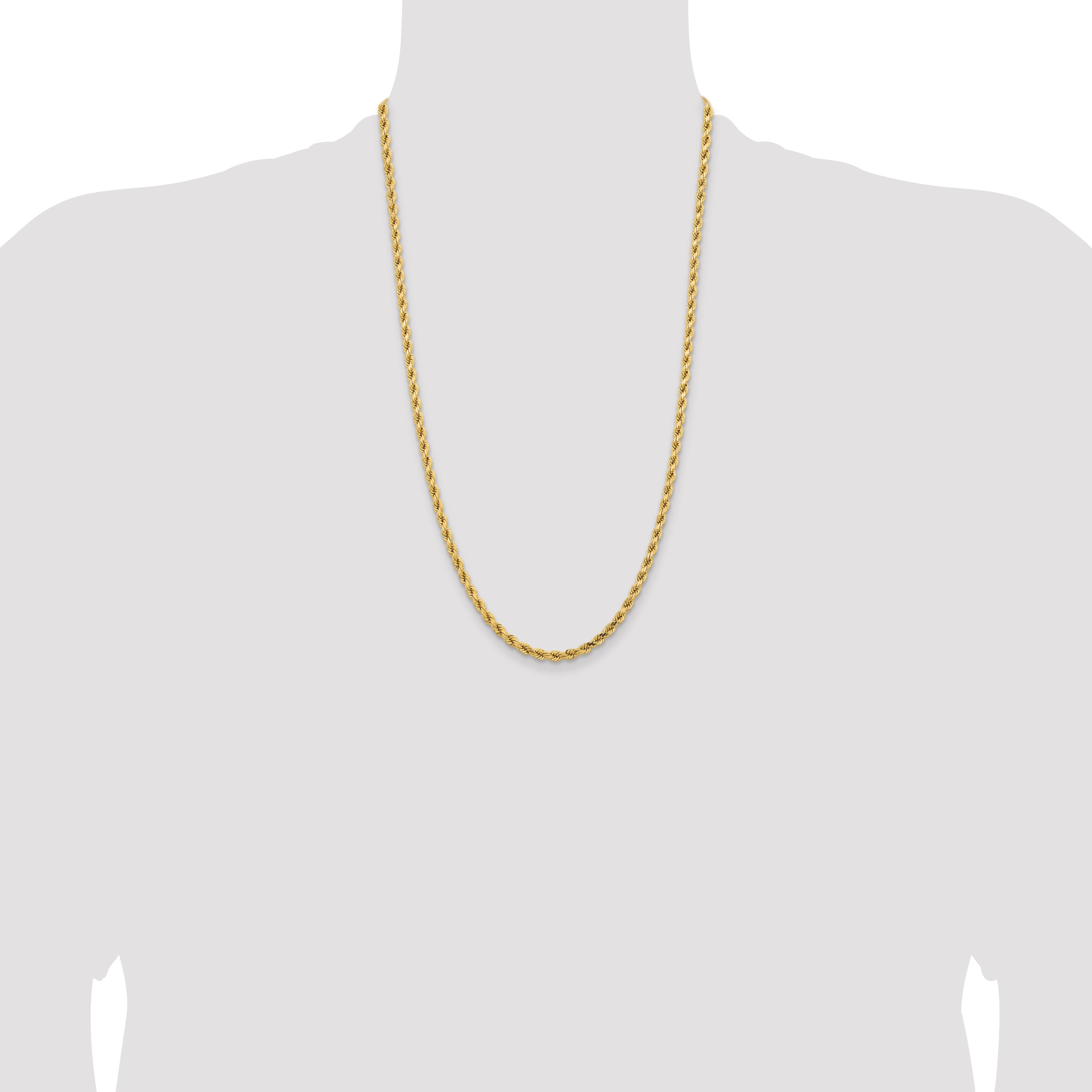 14K 26 inch 4.25mm Diamond-cut Rope with Lobster Clasp Chain