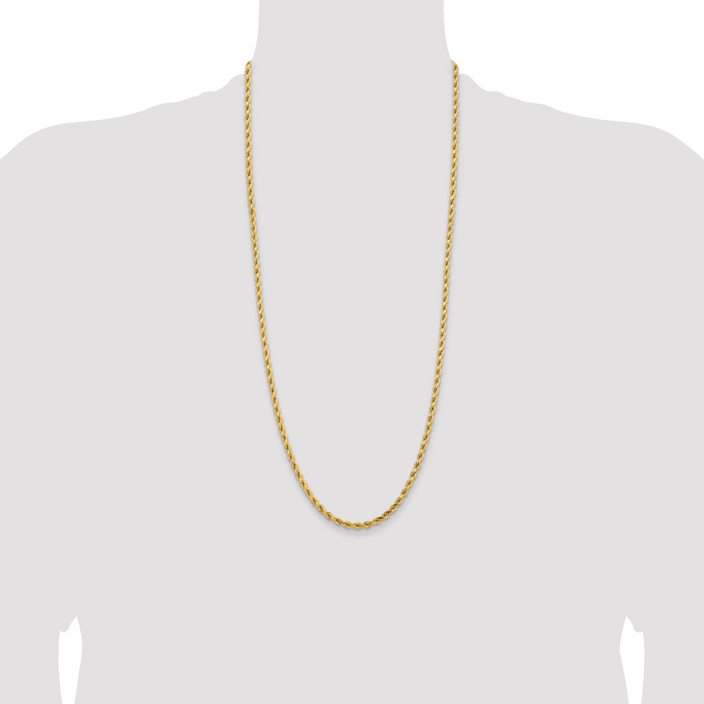 14K 30 inch 4.25mm Diamond-cut Rope with Lobster Clasp Chain