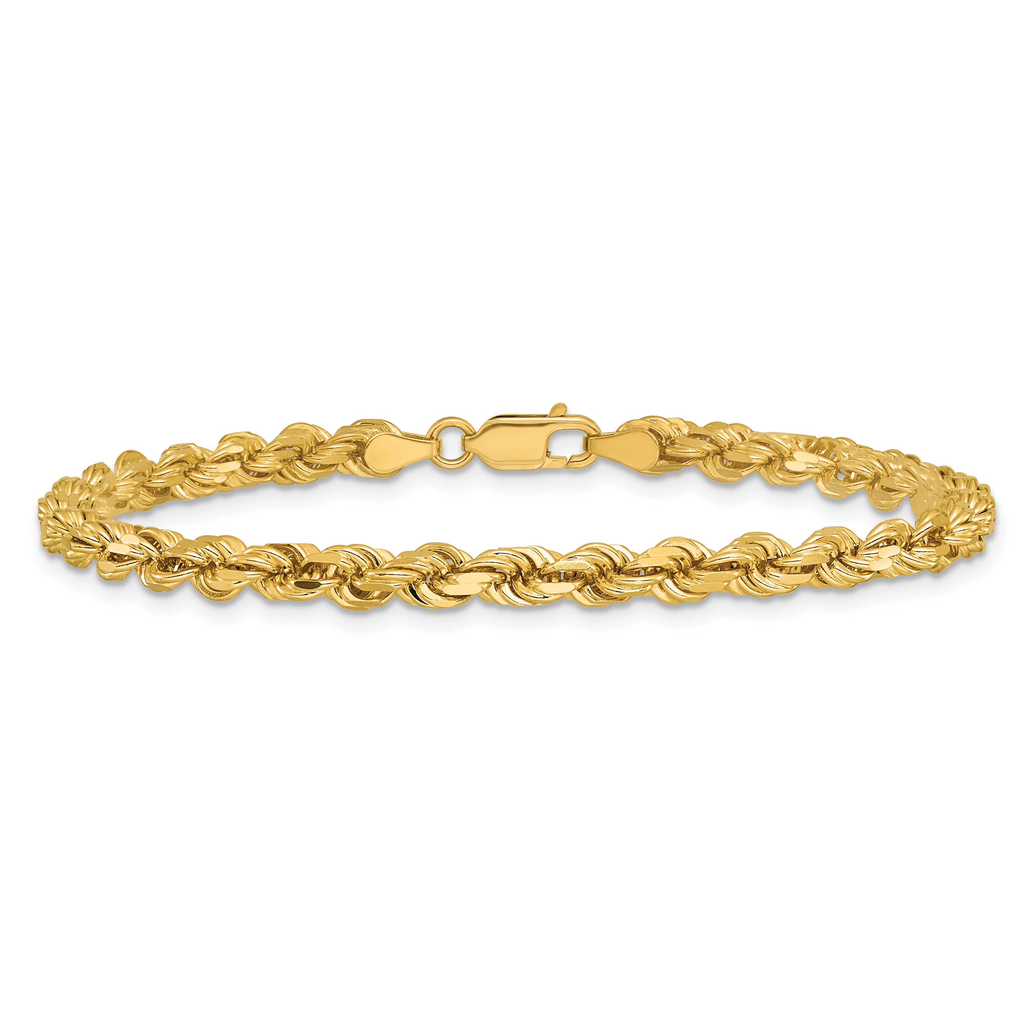 14K 9 inch 4.25mm Diamond-cut Rope with Lobster Clasp Chain