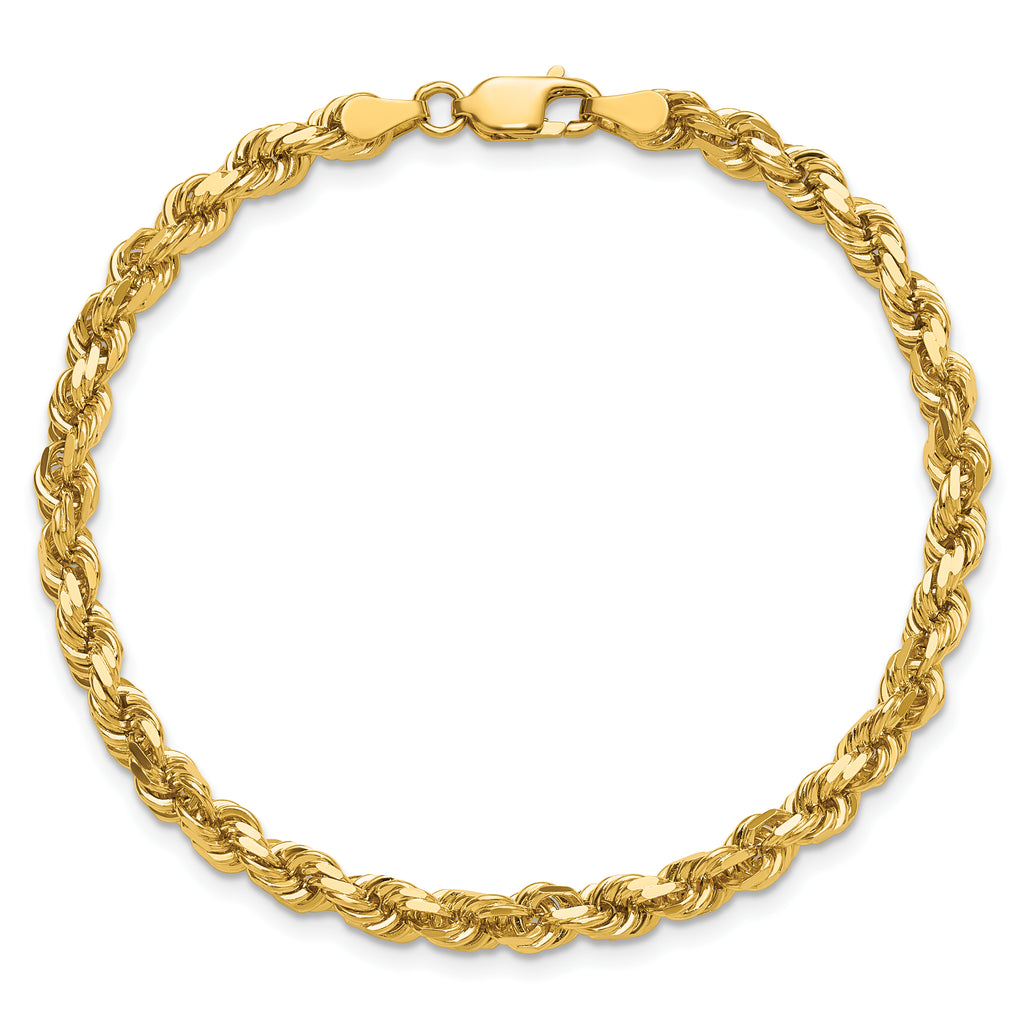 14K 9 inch 4.25mm Diamond-cut Rope with Lobster Clasp Chain