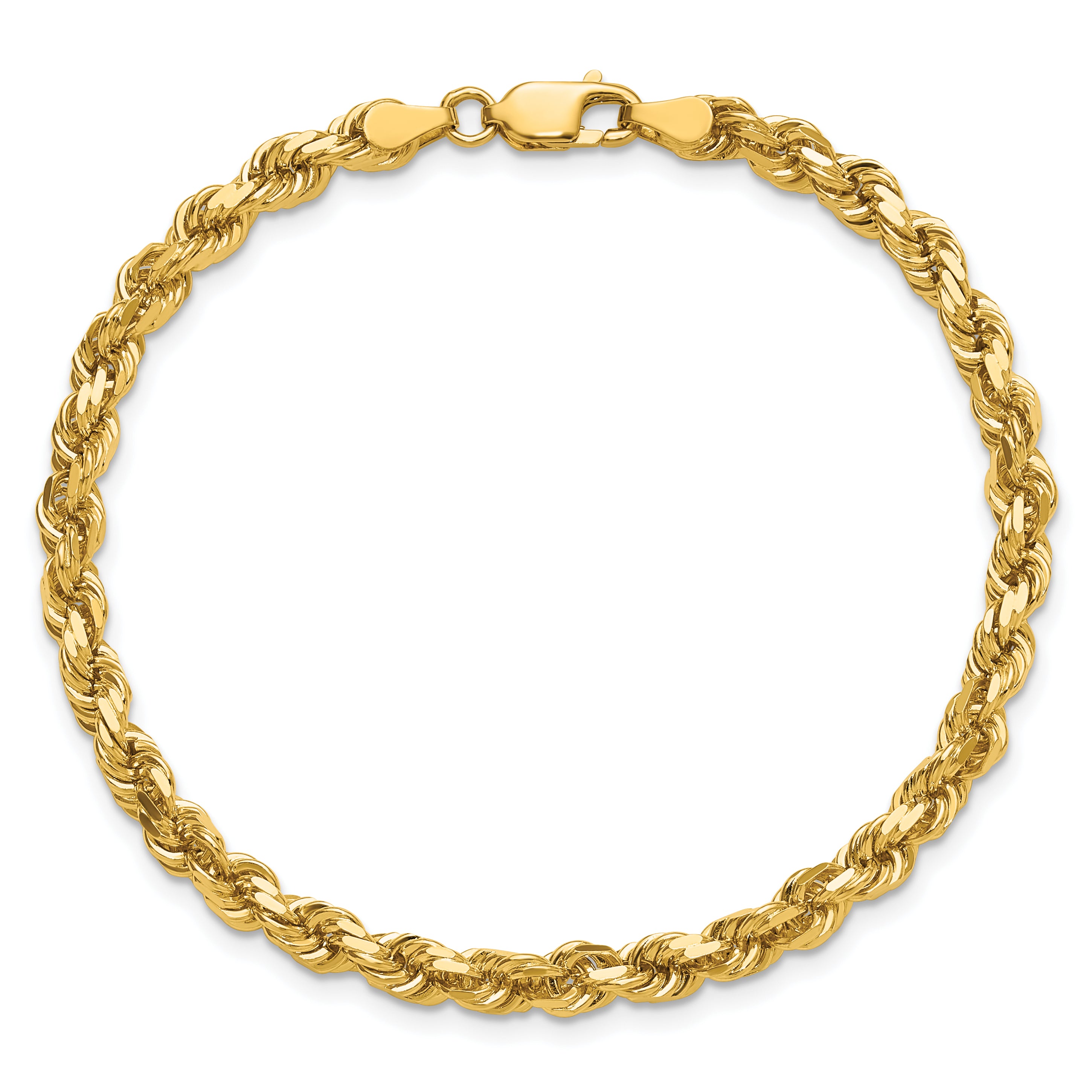 14K 9 inch 4.25mm Diamond-cut Rope with Lobster Clasp Chain