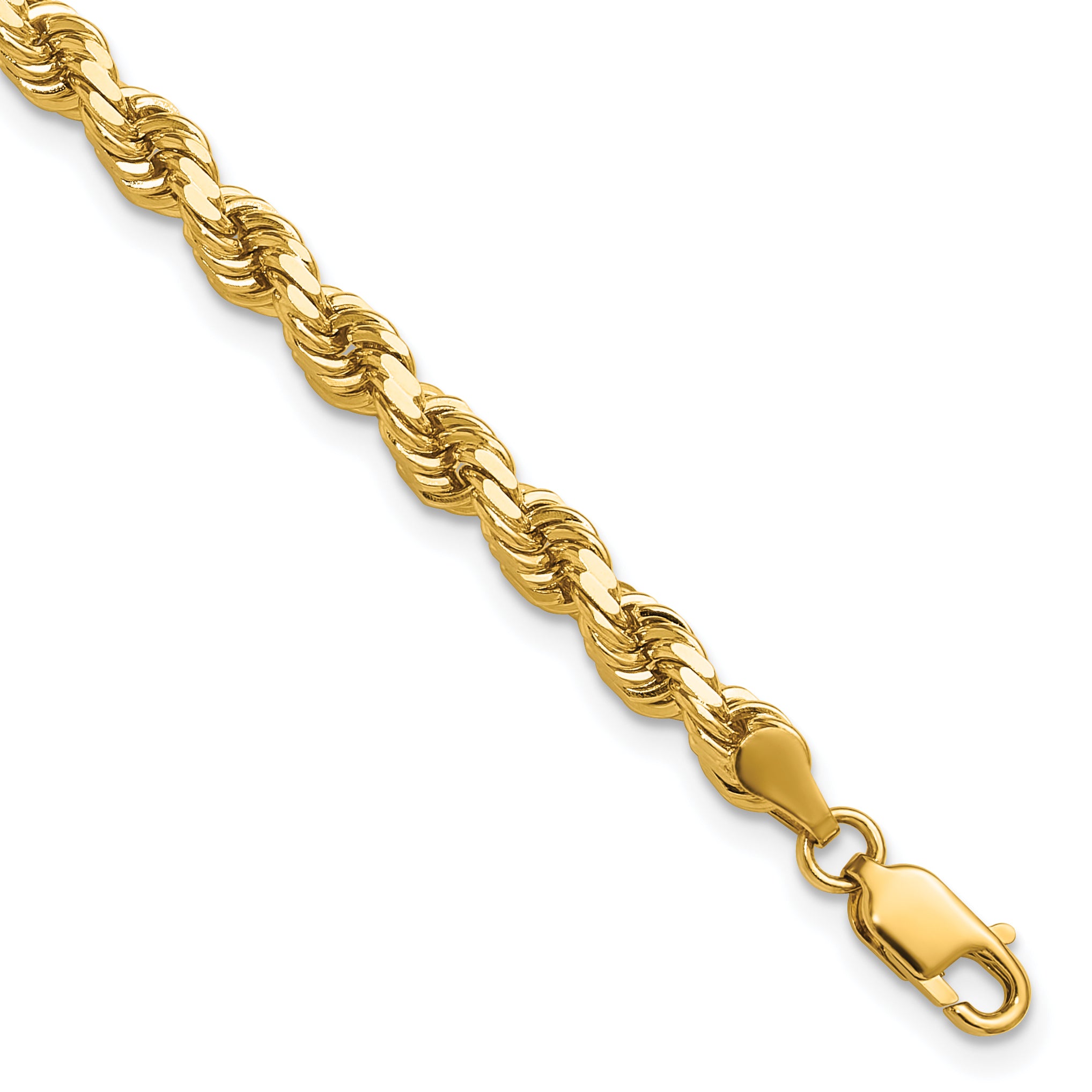 14K 9 inch 4.25mm Diamond-cut Rope with Lobster Clasp Chain