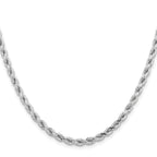 14K White Gold 30 inch 4.25mm Diamond-cut Rope with Lobster Clasp Chain