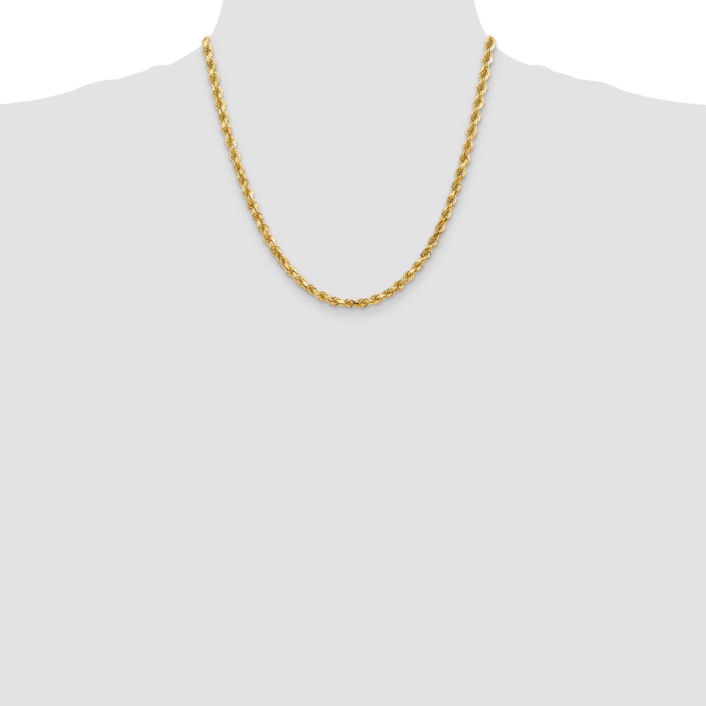 14K 20 inch 4.5mm Diamond-cut Rope with Lobster Clasp Chain