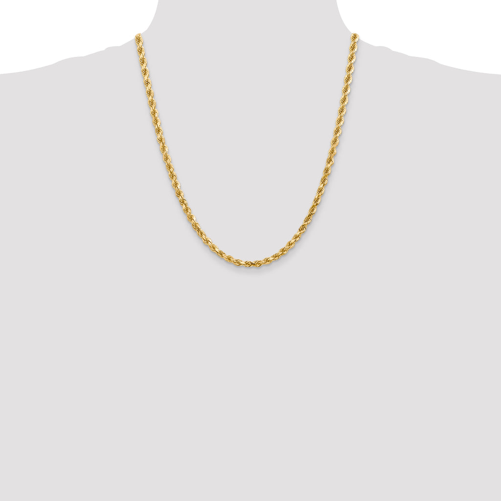 14K 22 inch 4.5mm Diamond-cut Rope with Lobster Clasp Chain