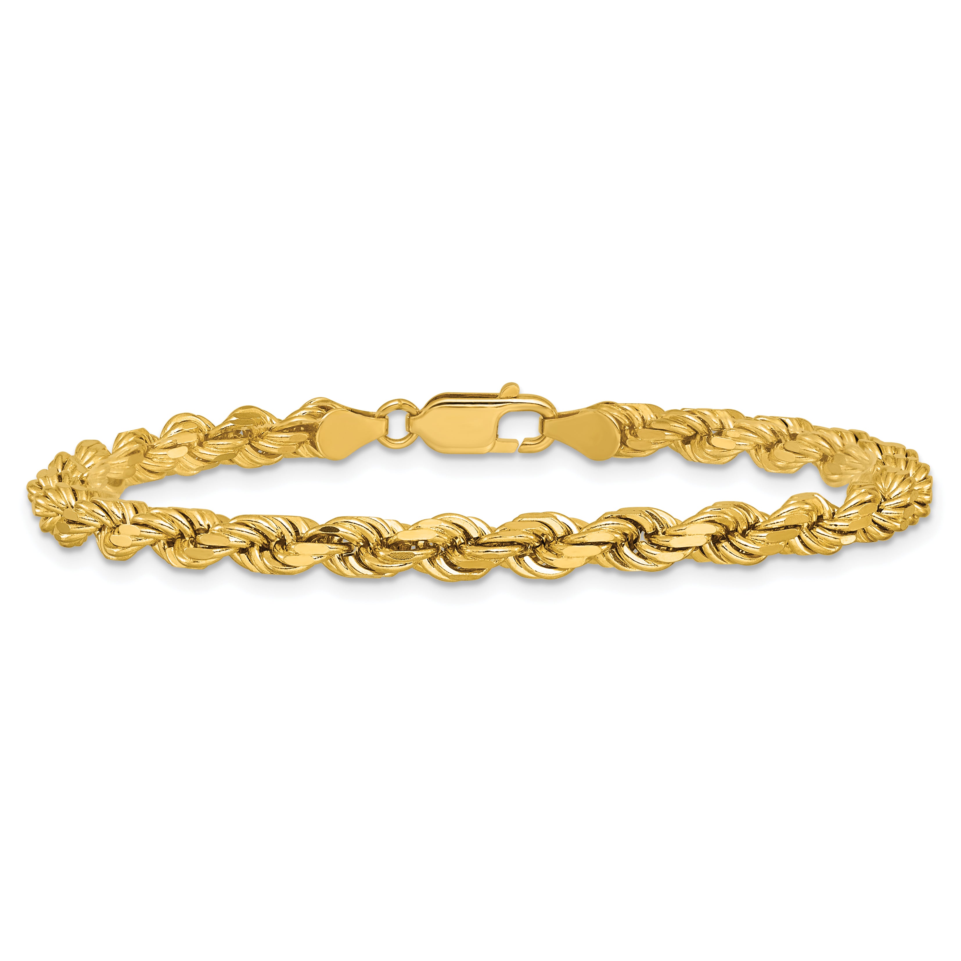 14K 8 inch 4.5mm Diamond-cut Rope with Lobster Clasp Chain