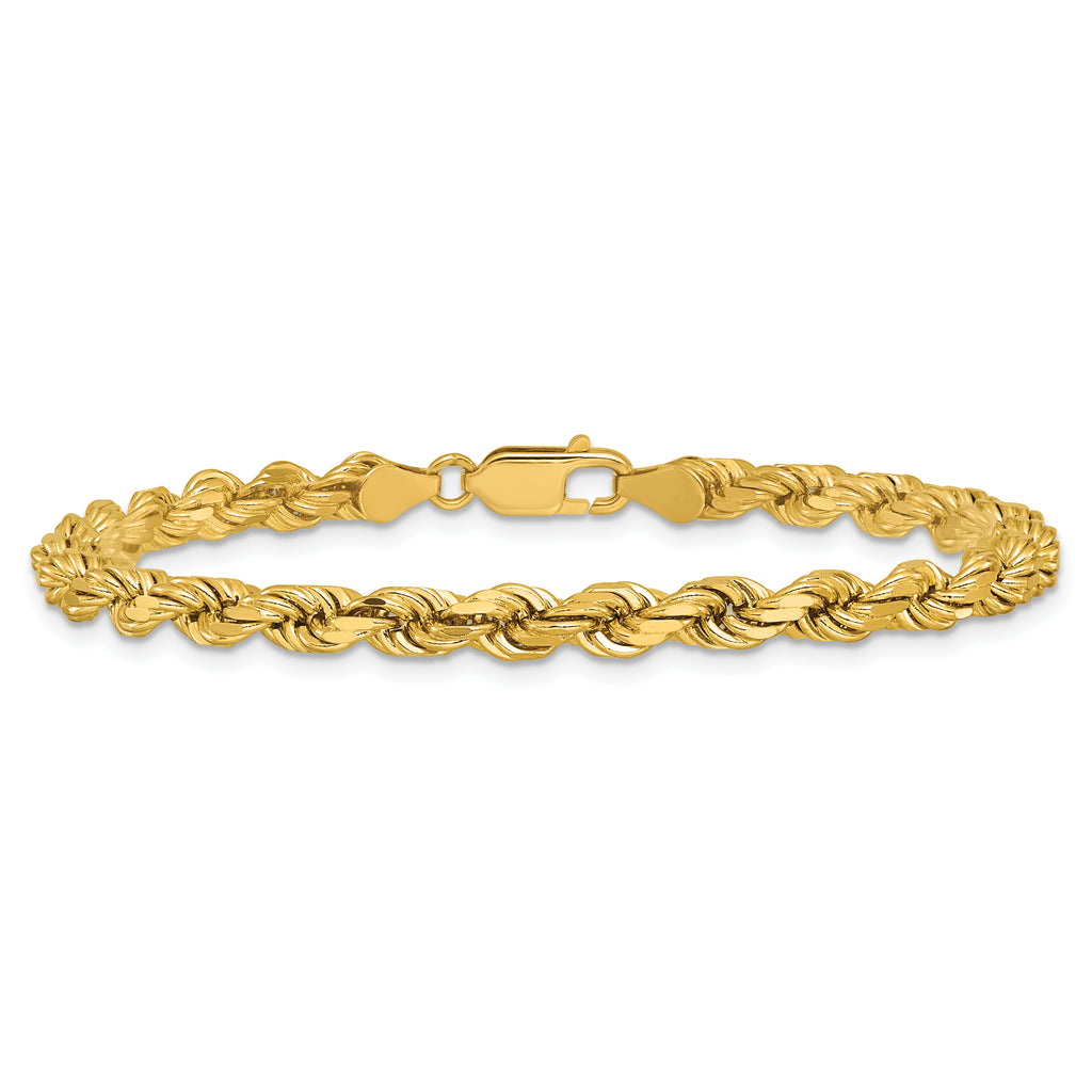 14K 8 inch 4.5mm Diamond-cut Rope with Lobster Clasp Chain