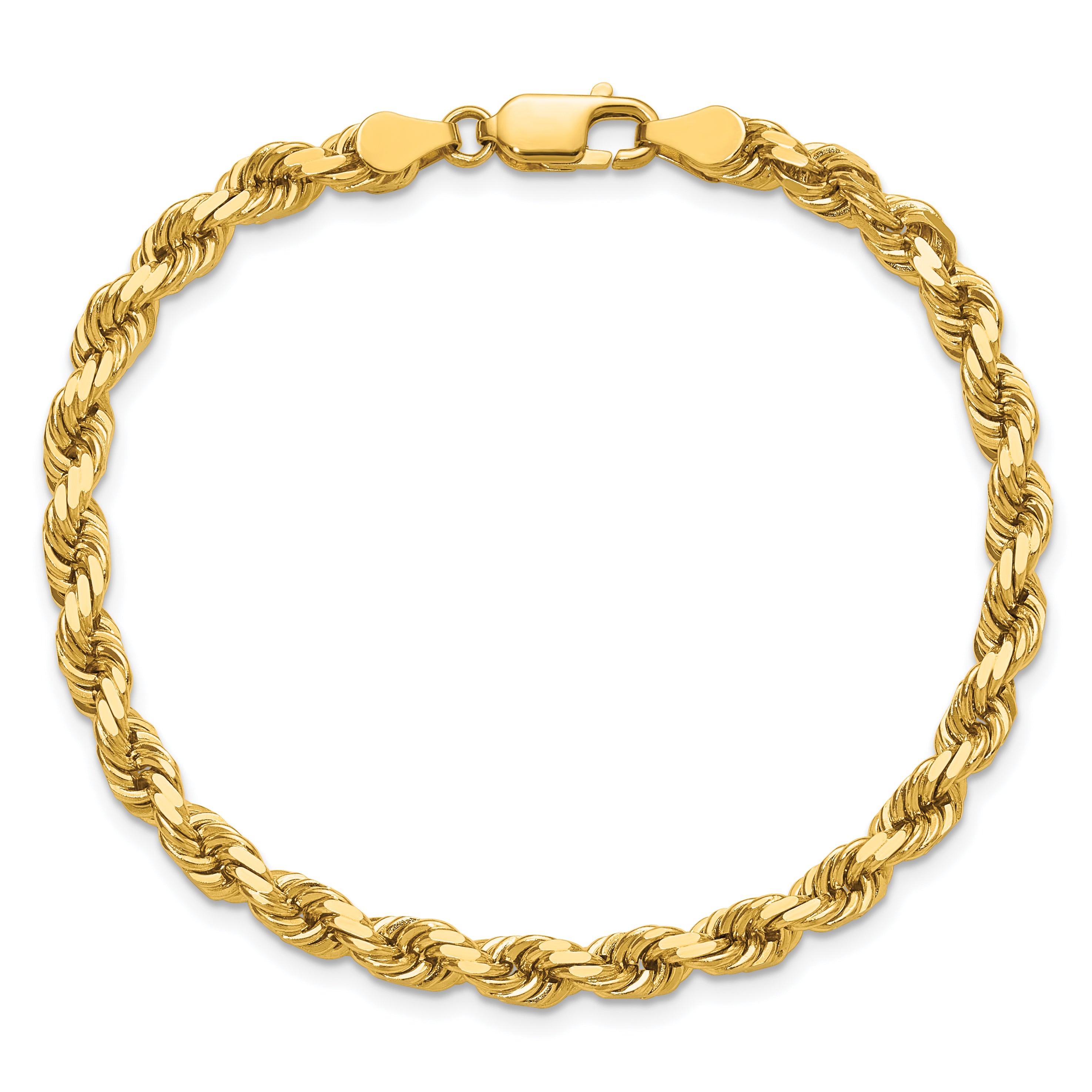 14K 8 inch 4.5mm Diamond-cut Rope with Lobster Clasp Chain