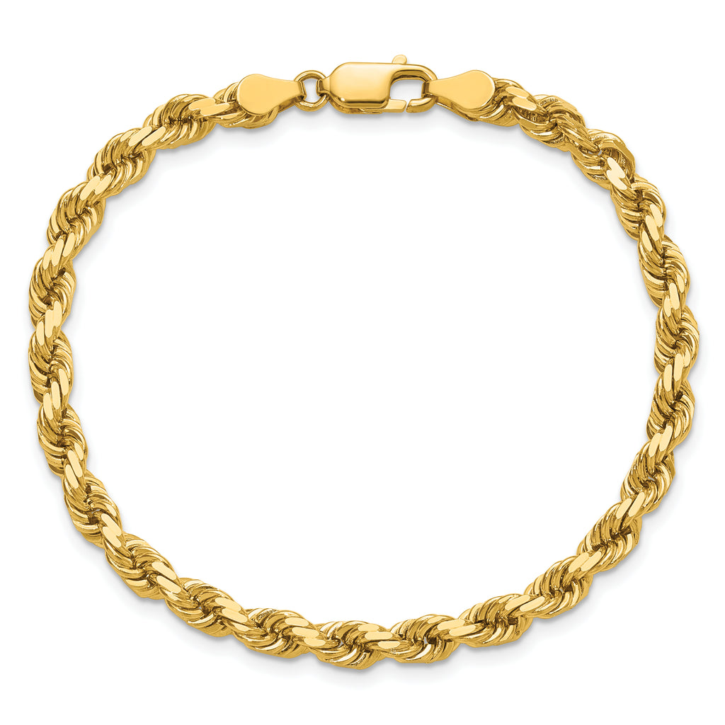 14K 8 inch 4.5mm Diamond-cut Rope with Lobster Clasp Chain