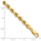 14K 8 inch 4.5mm Diamond-cut Rope with Lobster Clasp Chain