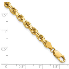 14K 9 inch 4.5mm Diamond-cut Rope with Lobster Clasp Chain
