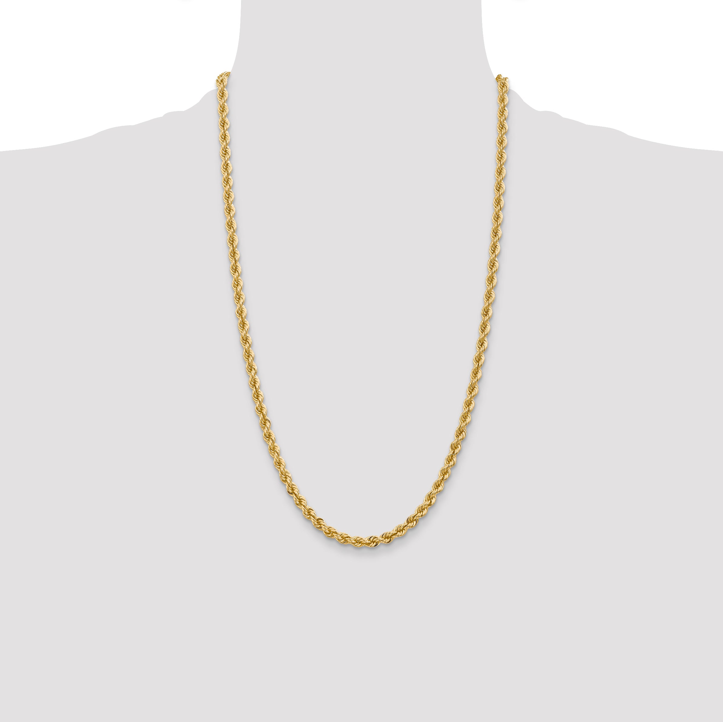 14K 26 inch 5mm Regular Rope with Lobster Clasp Chain