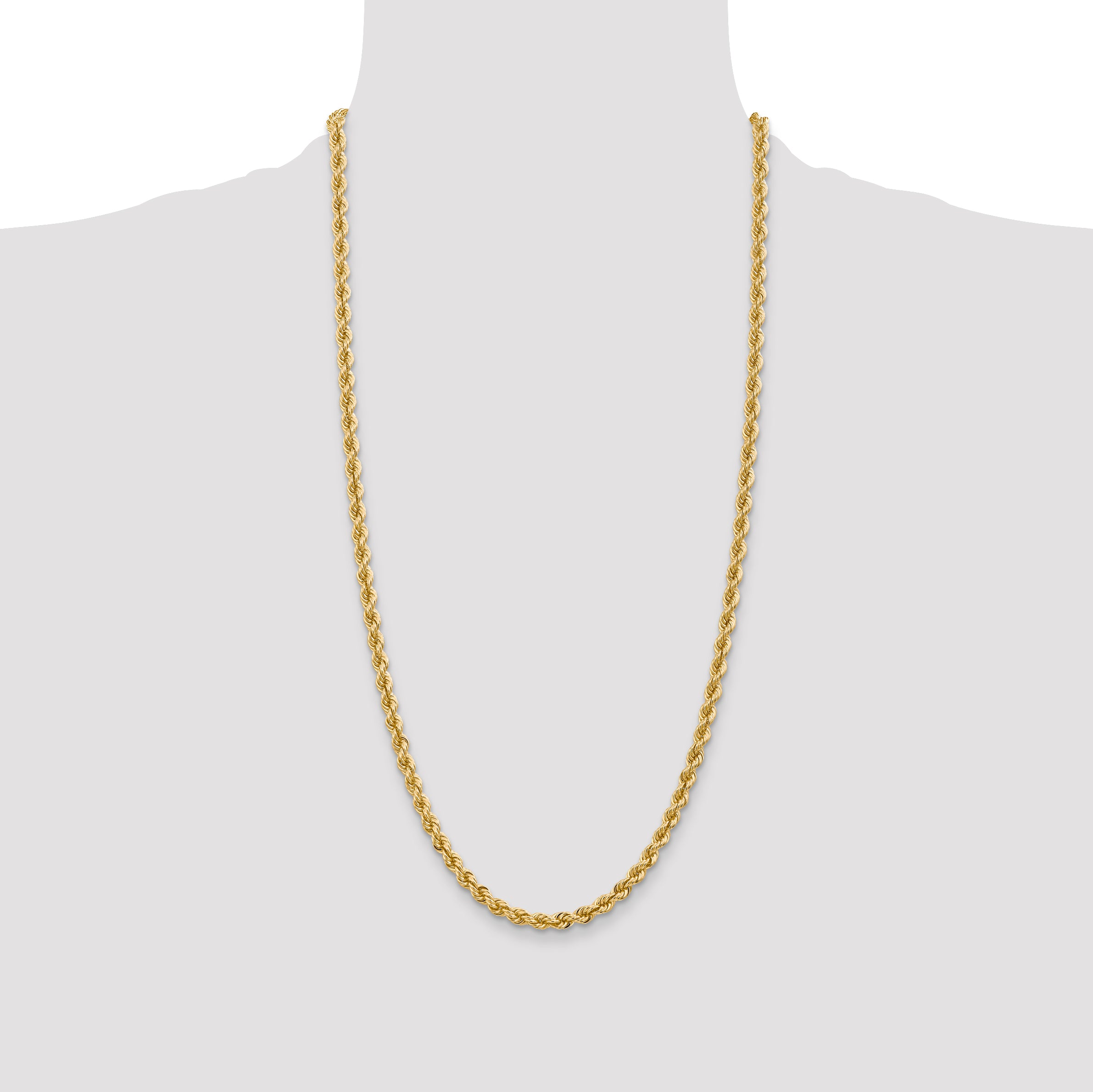 14K 28 inch 5mm Regular Rope with Lobster Clasp Chain