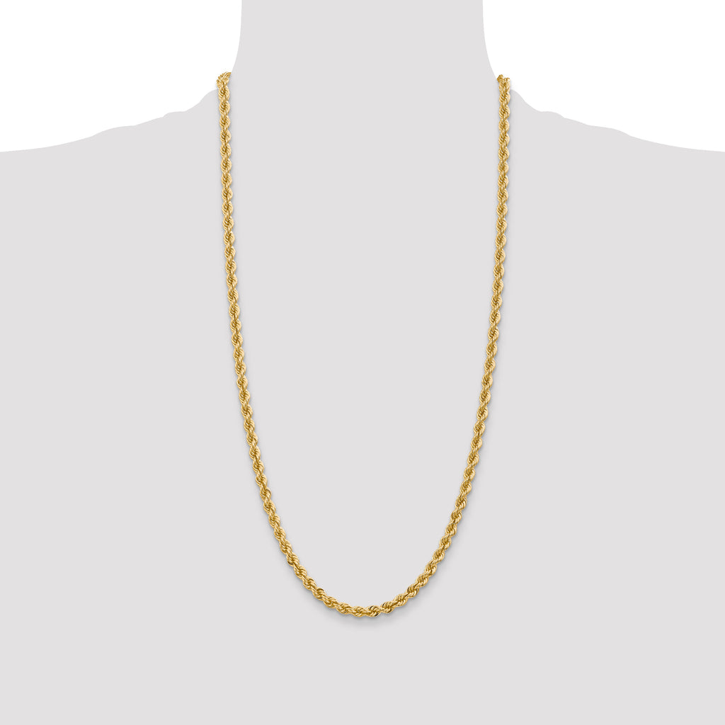 14K 28 inch 5mm Regular Rope with Lobster Clasp Chain