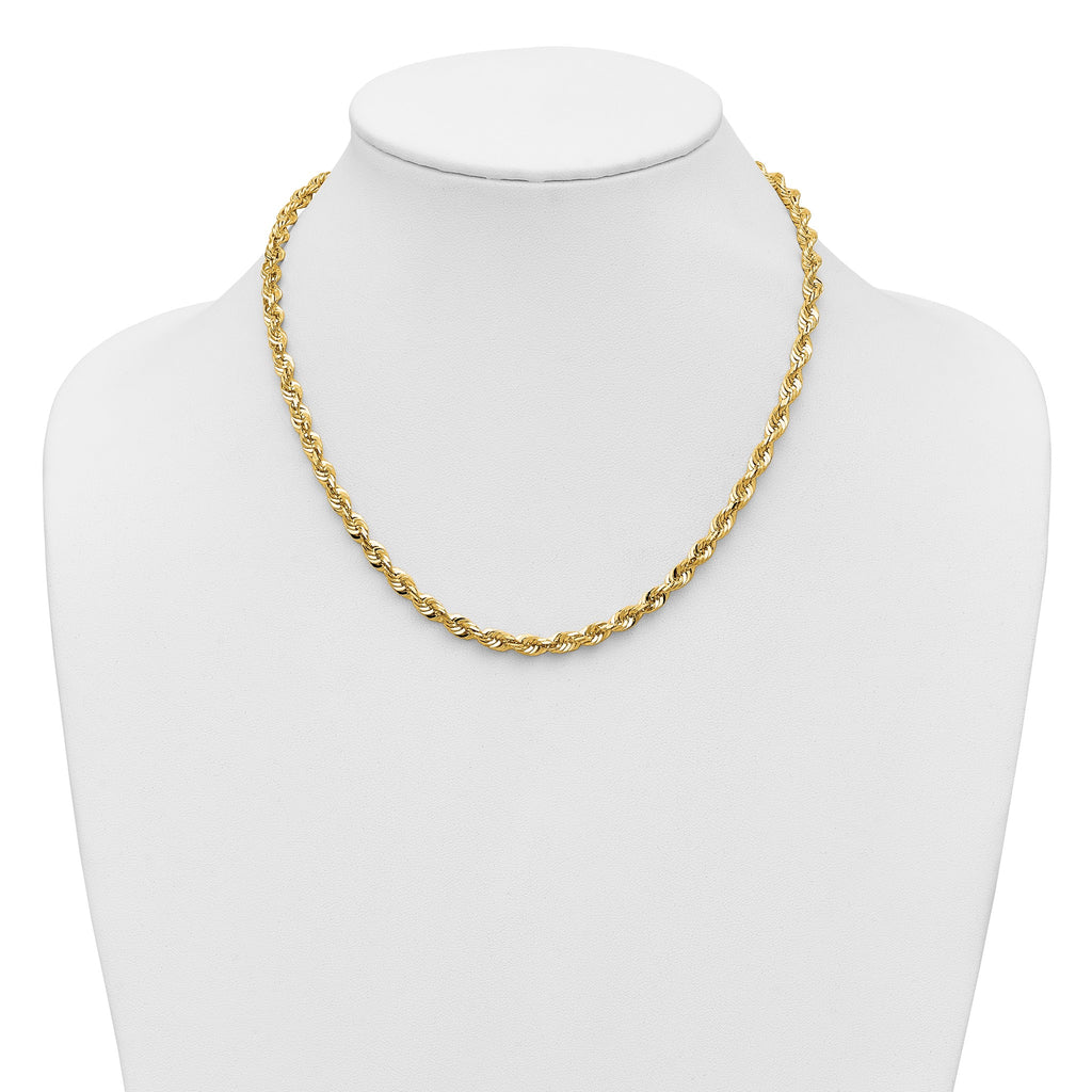 Cashmere Rope Necklace in 14K Yellow Gold, 5.1mm Diamond-Cut - Sophia Jewelers