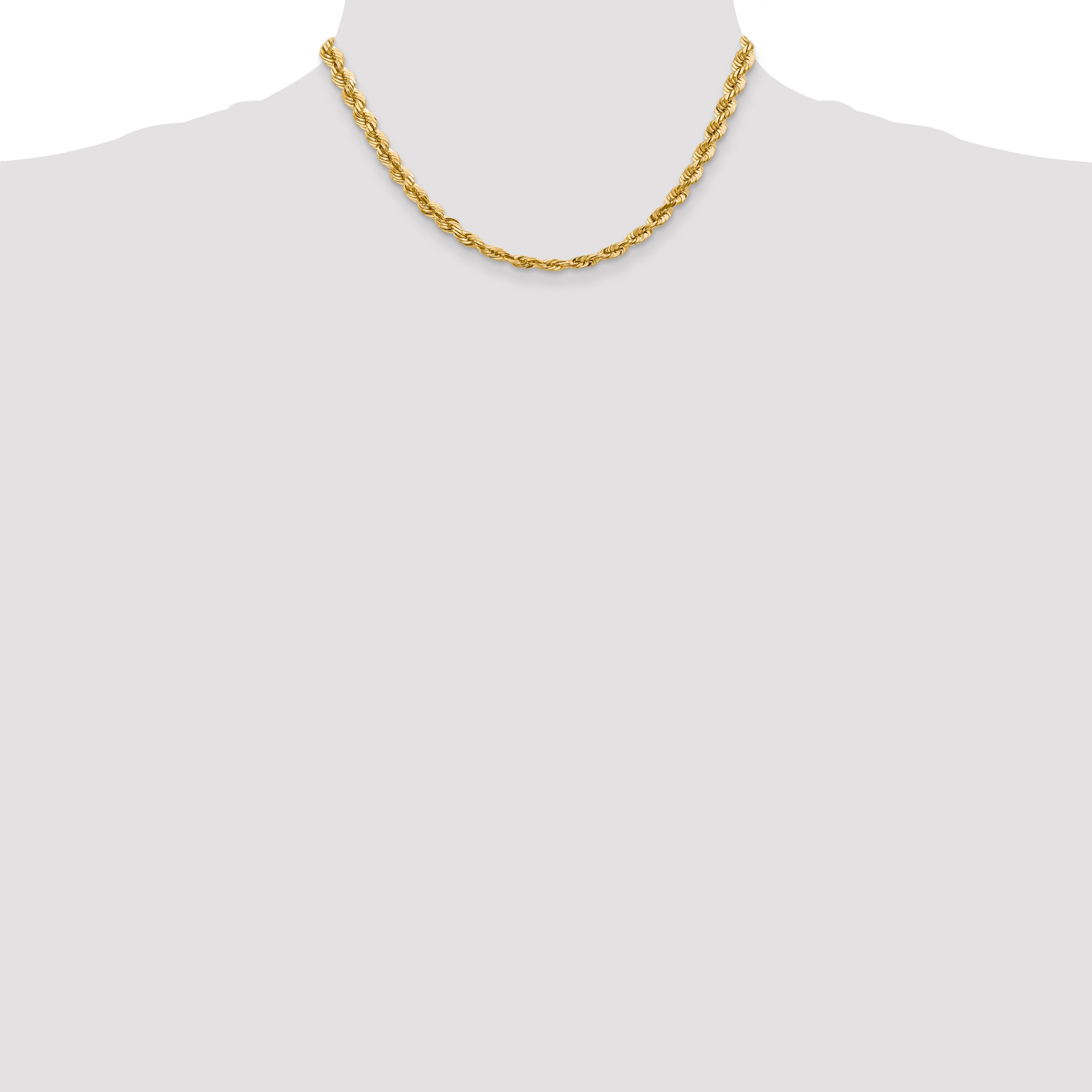 14K 16 inch 5.5mm Diamond-cut Rope with Fancy Lobster Clasp Chain