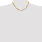 14K 16 inch 5.5mm Diamond-cut Rope with Fancy Lobster Clasp Chain