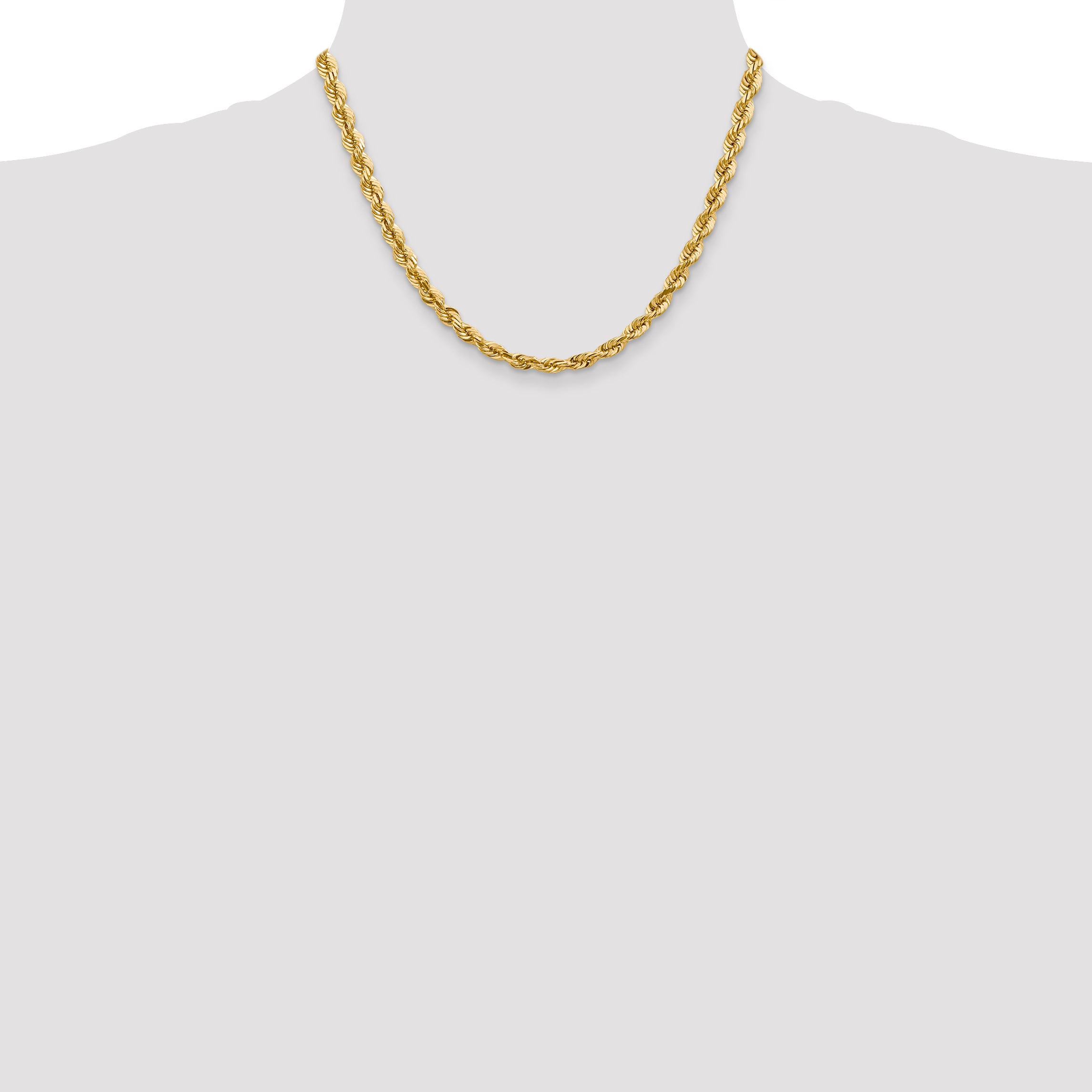 14K 18 inch 5.5mm Diamond-cut Rope with Fancy Lobster Clasp Chain