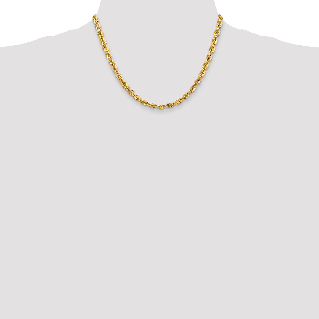 14K 18 inch 5.5mm Diamond-cut Rope with Fancy Lobster Clasp Chain