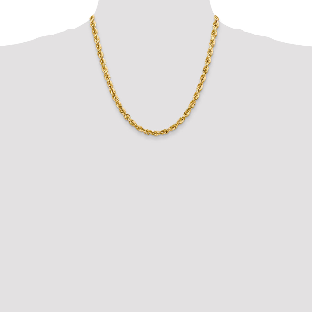 14K 20 inch 5.5mm Diamond-cut Rope with Fancy Lobster Clasp Chain