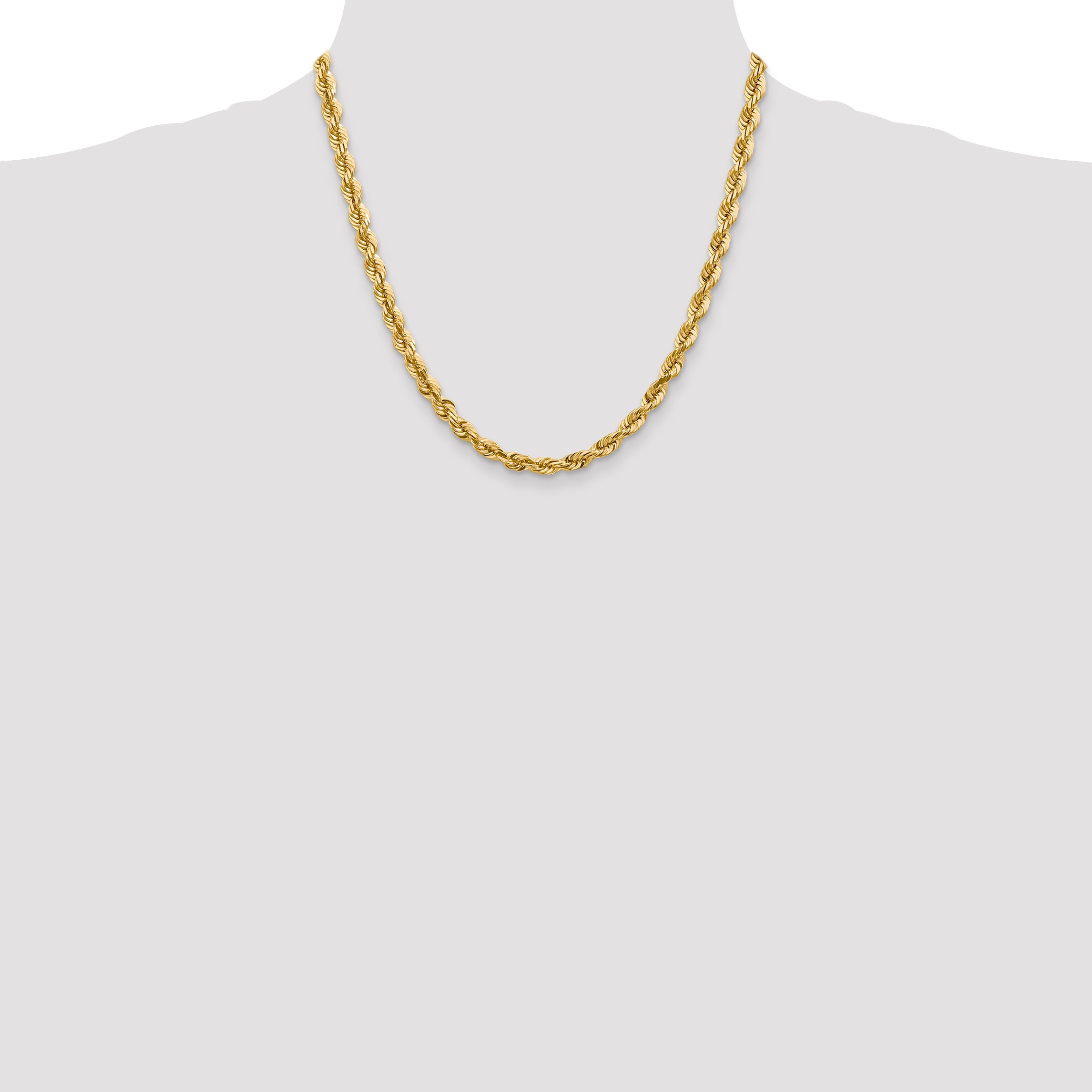 14K 20 inch 5.5mm Diamond-cut Rope with Fancy Lobster Clasp Chain