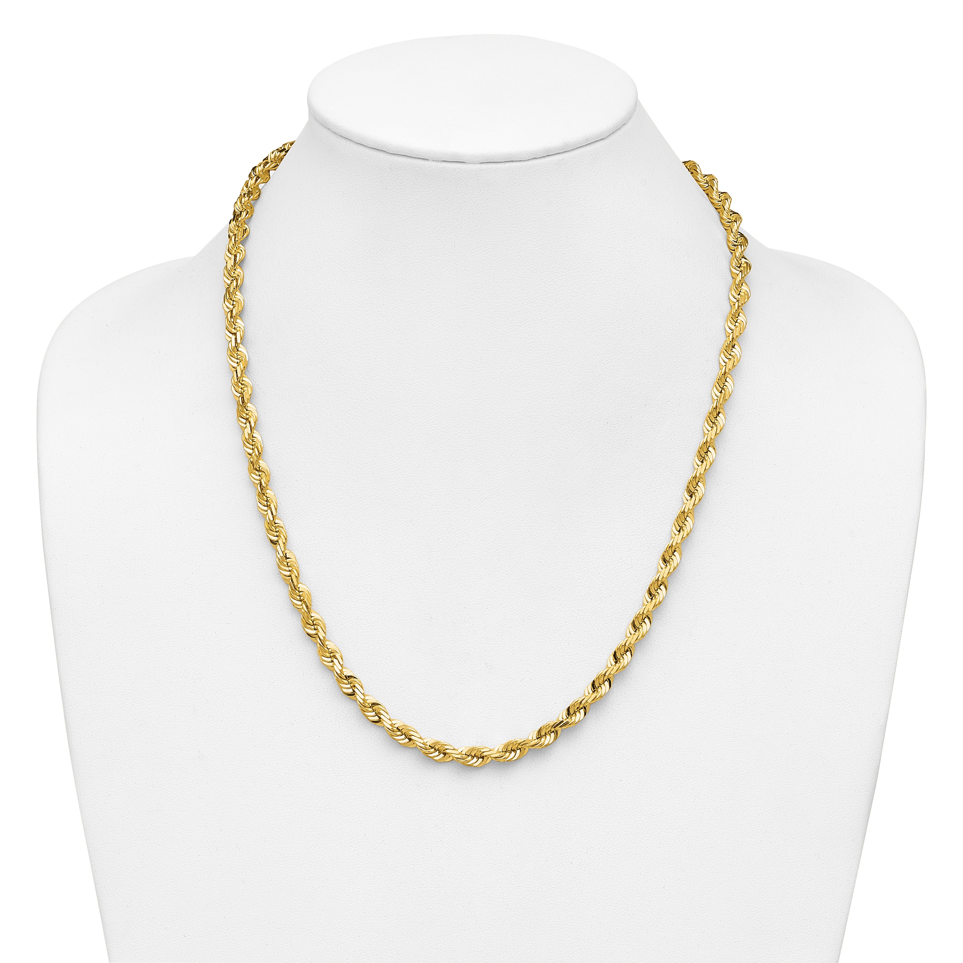 14K 22 inch 5.5mm Diamond-cut Rope with Fancy Lobster Clasp Chain