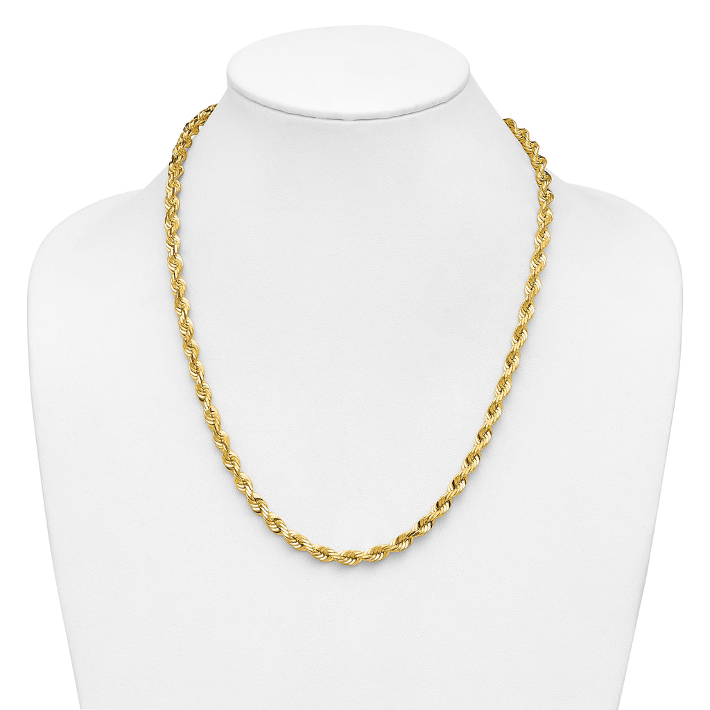 14K 22 inch 5.5mm Diamond-cut Rope with Fancy Lobster Clasp Chain