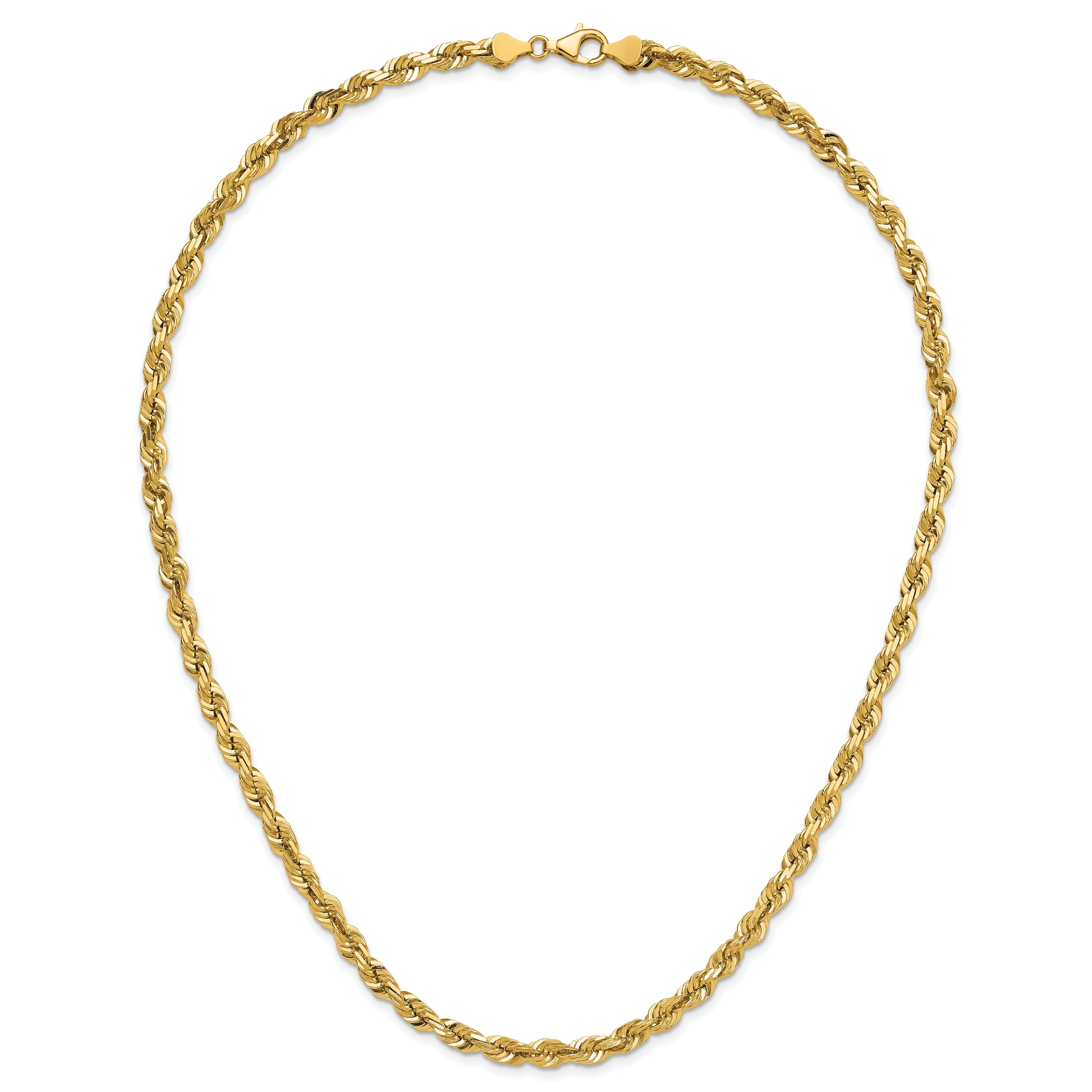 14K 22 inch 5.5mm Diamond-cut Rope with Fancy Lobster Clasp Chain