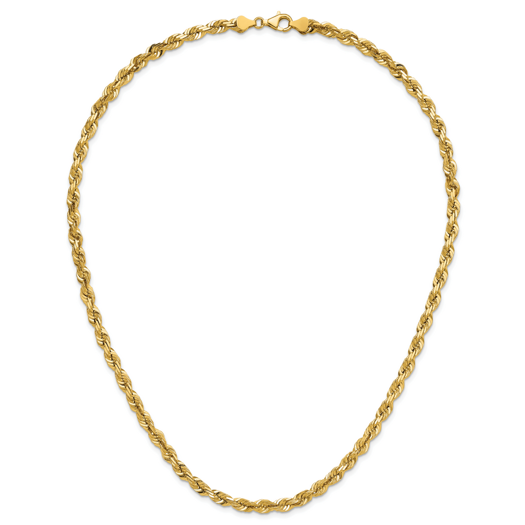 14K 22 inch 5.5mm Diamond-cut Rope with Fancy Lobster Clasp Chain