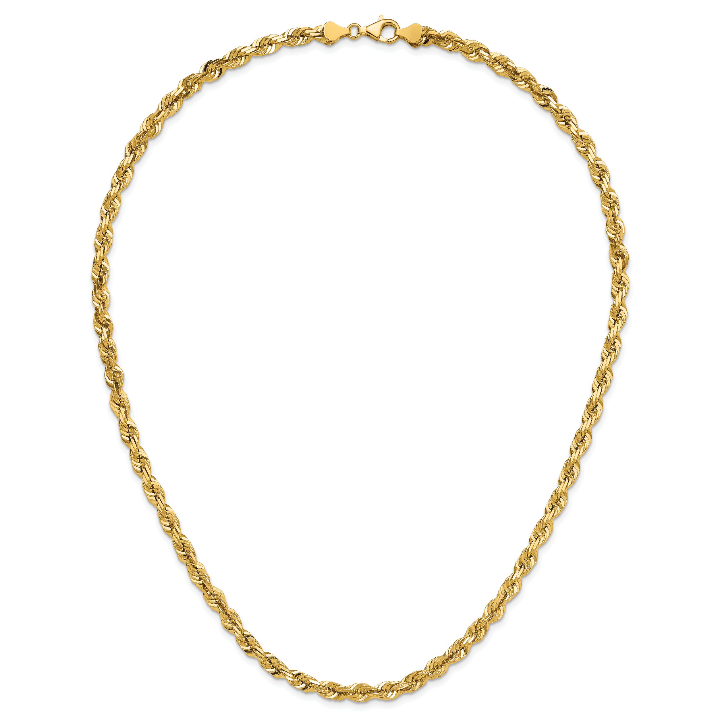 14K 22 inch 5.5mm Diamond-cut Rope with Fancy Lobster Clasp Chain