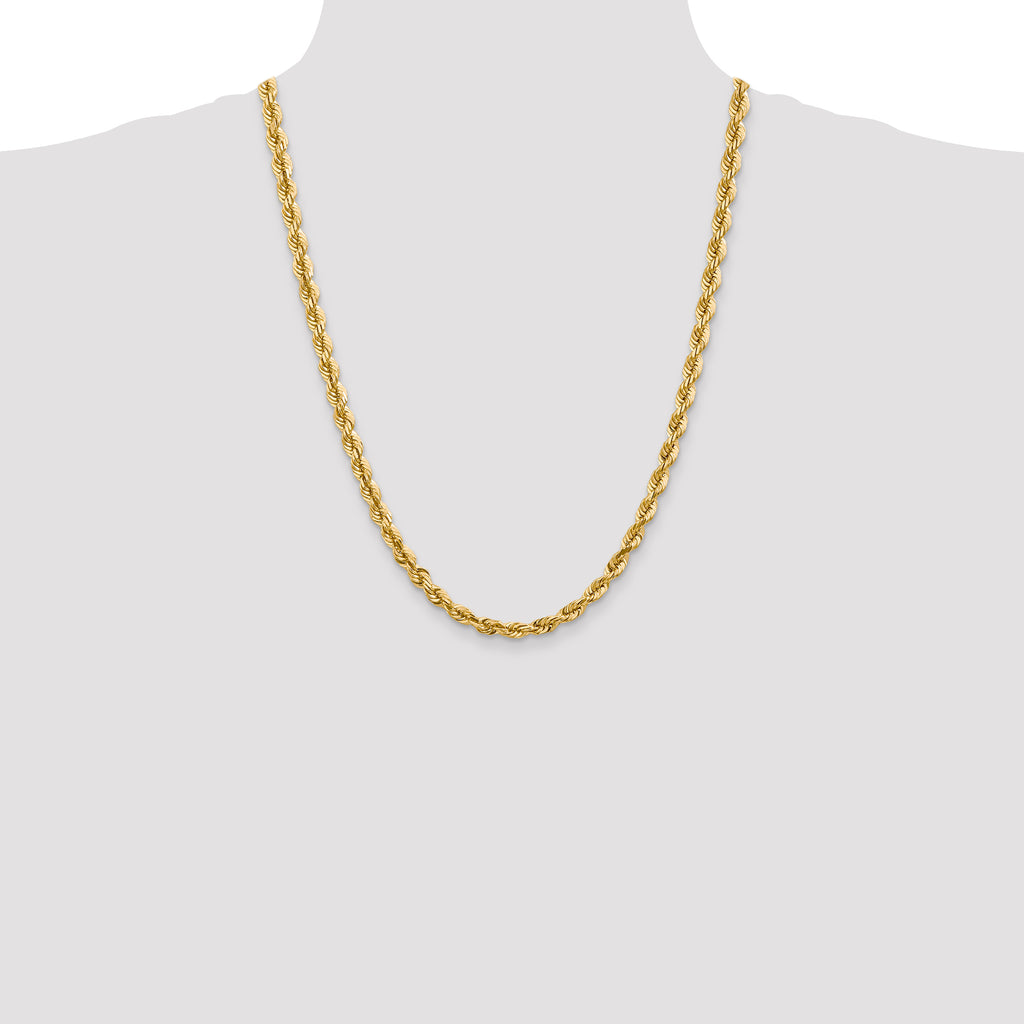 14K 24 inch 5.5mm Diamond-cut Rope with Fancy Lobster Clasp Chain