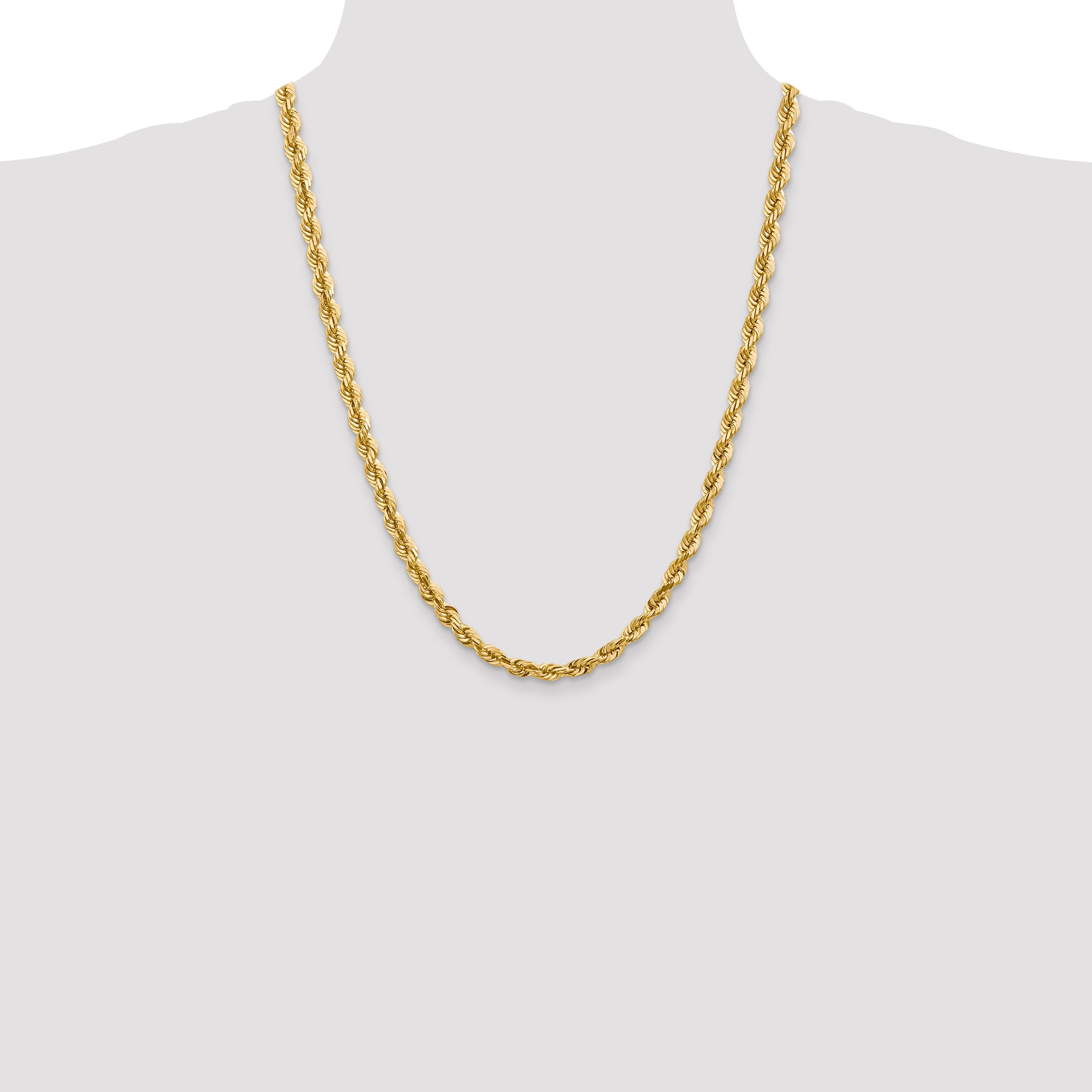 14K 24 inch 5.5mm Diamond-cut Rope with Fancy Lobster Clasp Chain