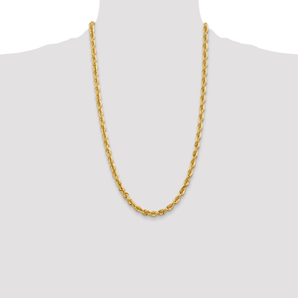 14K 26 inch 5.5mm Diamond-cut Rope with Fancy Lobster Clasp Chain