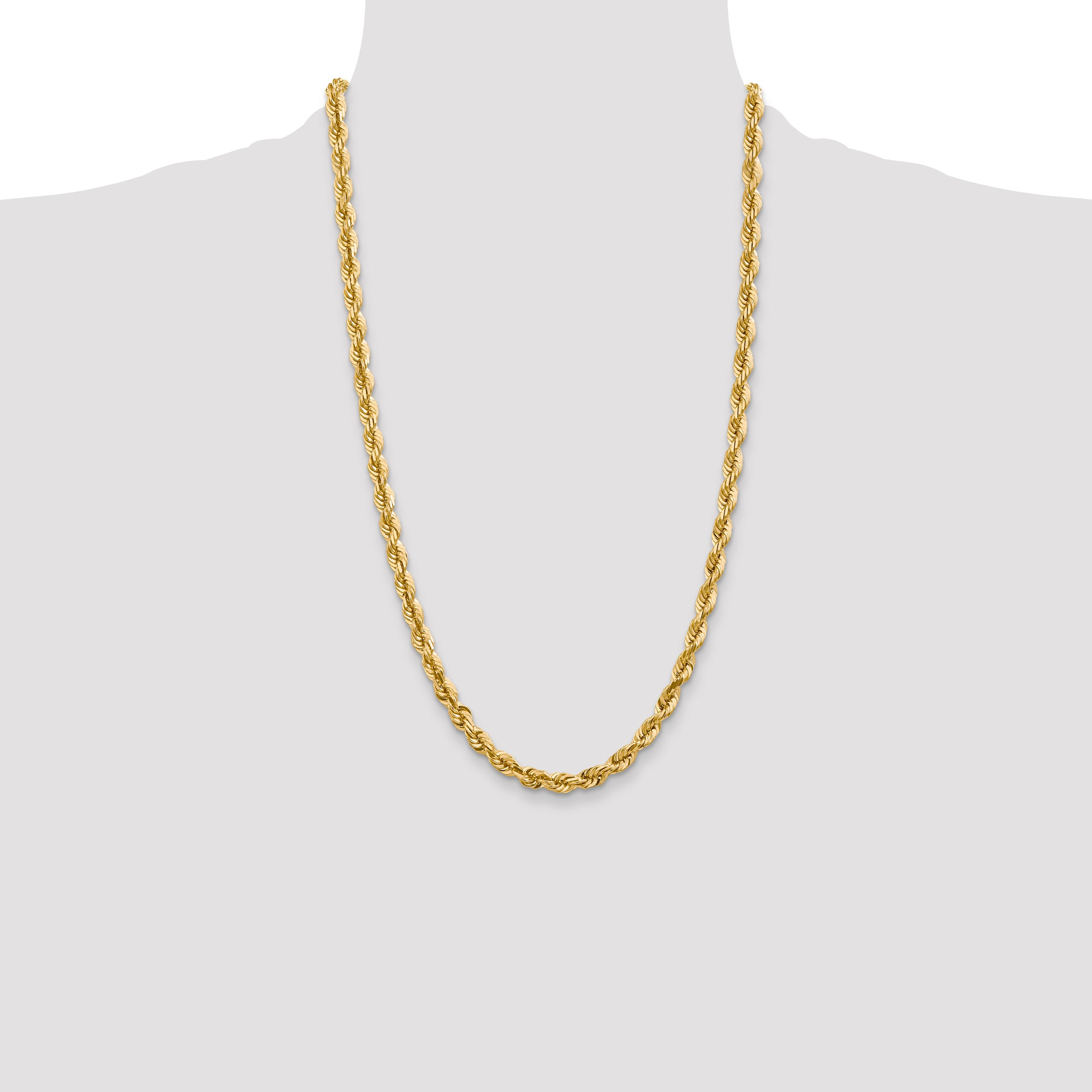 14K 26 inch 5.5mm Diamond-cut Rope with Fancy Lobster Clasp Chain
