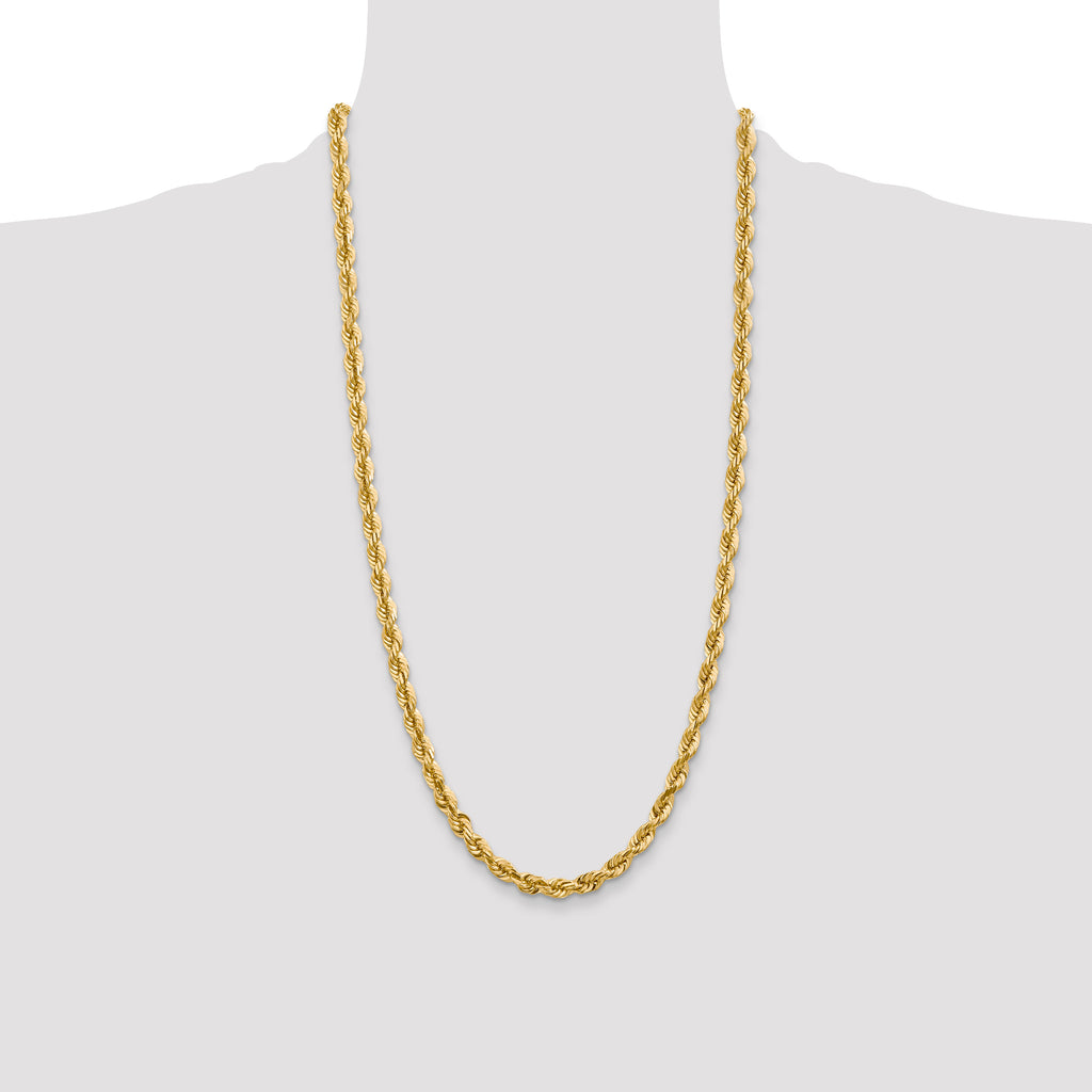 14K 28 inch 5.5mm Diamond-cut Rope with Fancy Lobster Clasp Chain