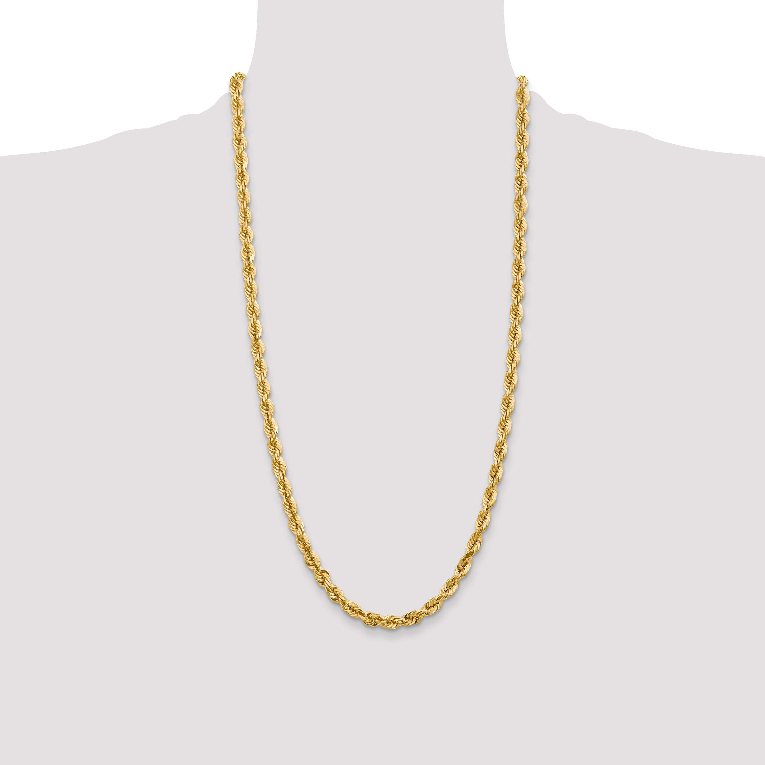 14K 28 inch 5.5mm Diamond-cut Rope with Fancy Lobster Clasp Chain