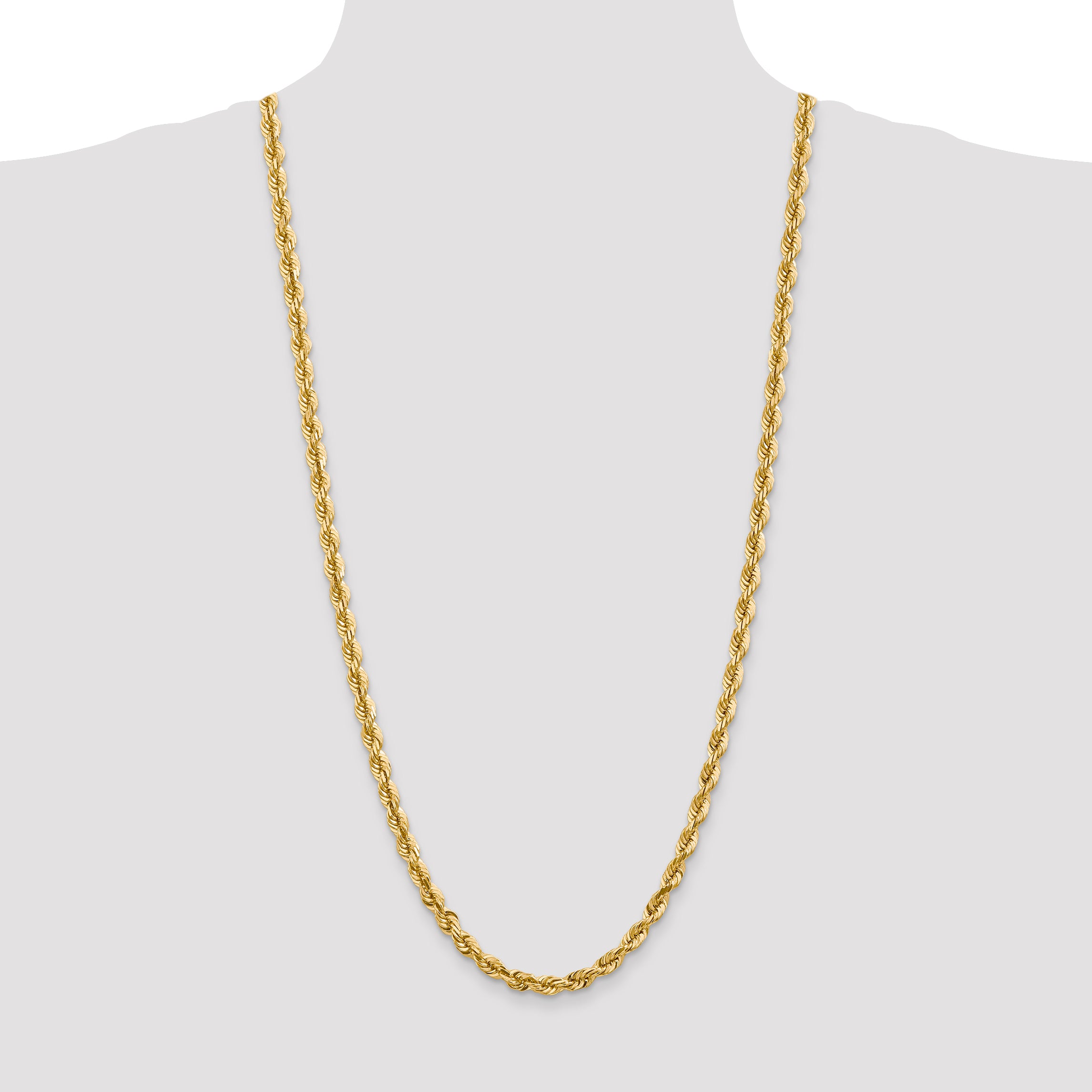 14K 30 inch 5.5mm Diamond-cut Rope with Fancy Lobster Clasp Chain