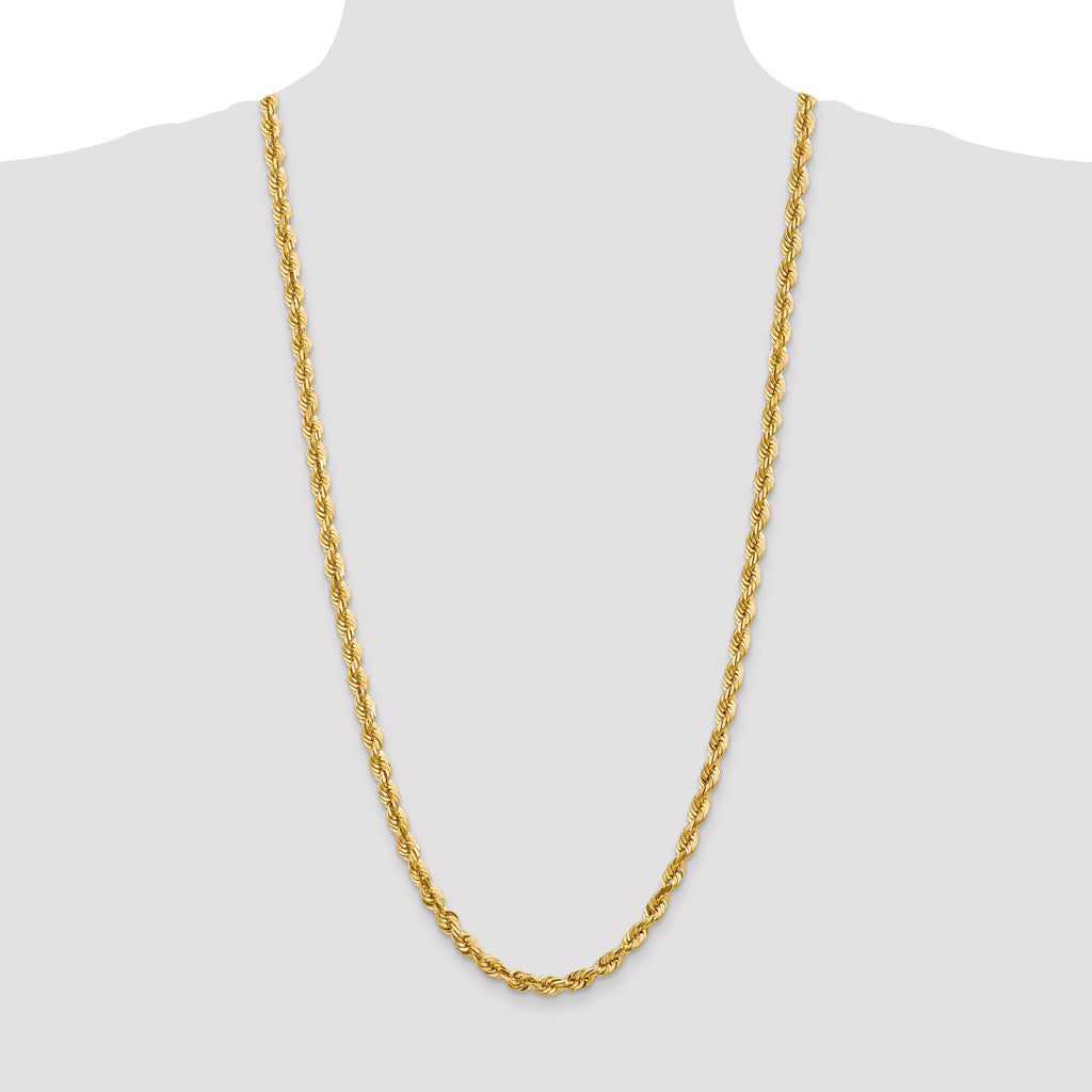 14K 30 inch 5.5mm Diamond-cut Rope with Fancy Lobster Clasp Chain