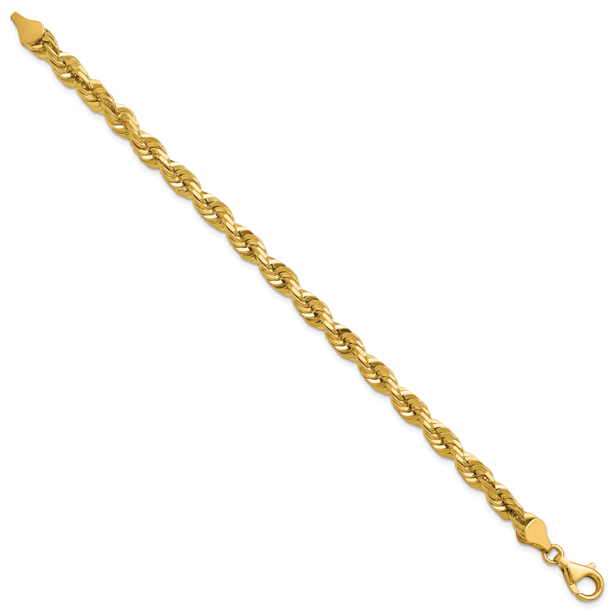 14K 8 inch 5.5mm Diamond-cut Rope with Fancy Lobster Clasp Chain