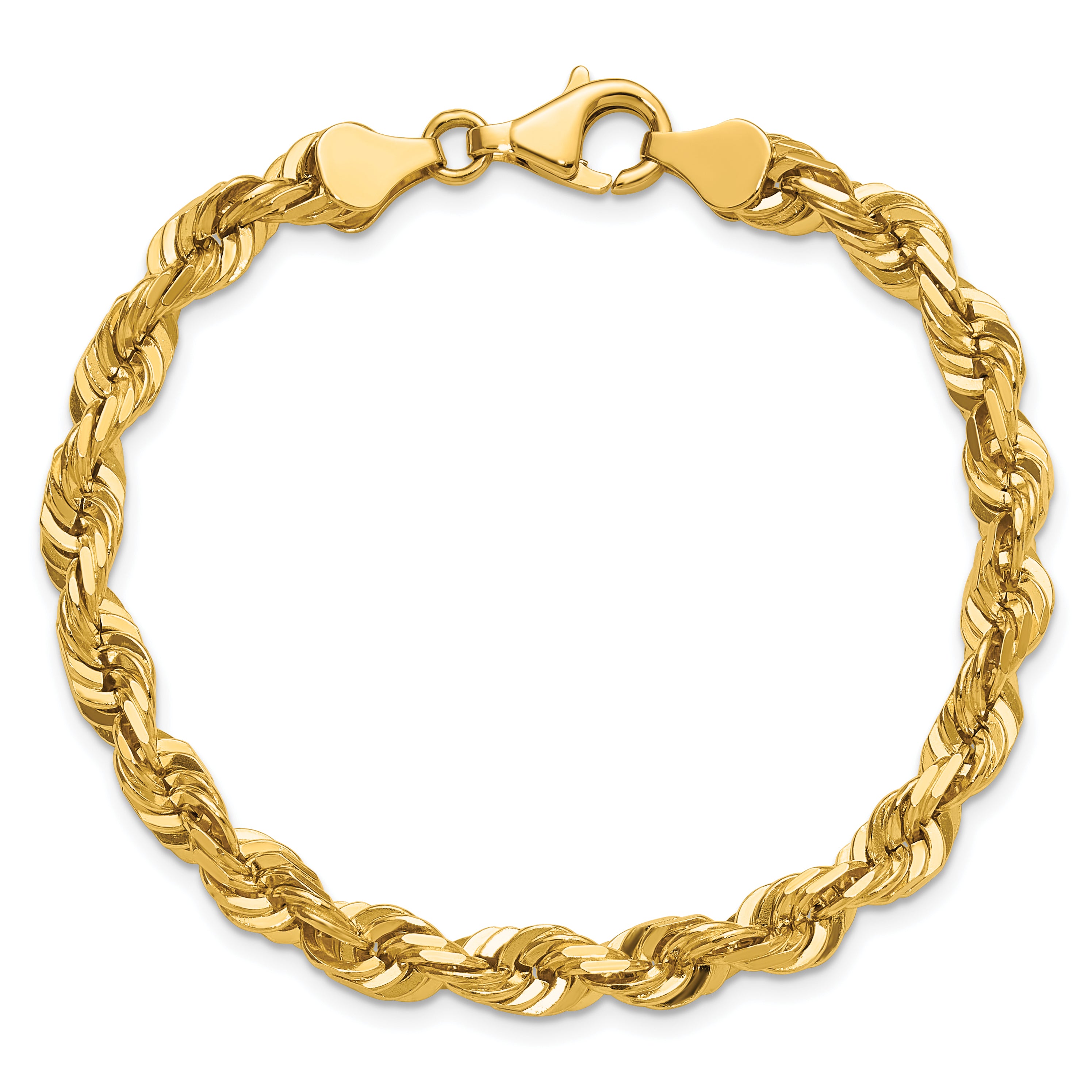 14K 9 inch 5.5mm Diamond-cut Rope with Fancy Lobster Clasp Chain