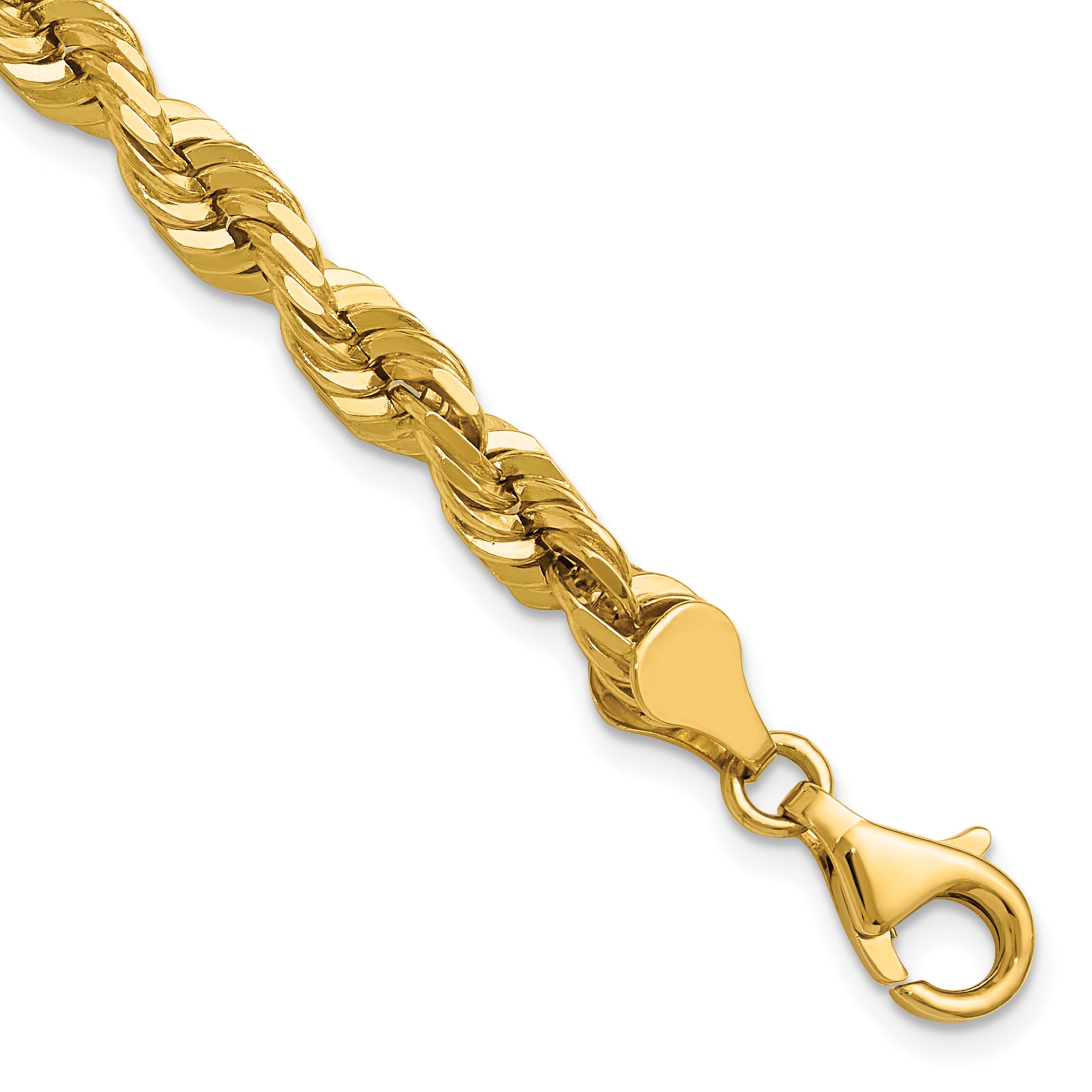 14K 9 inch 5.5mm Diamond-cut Rope with Fancy Lobster Clasp Chain Main image