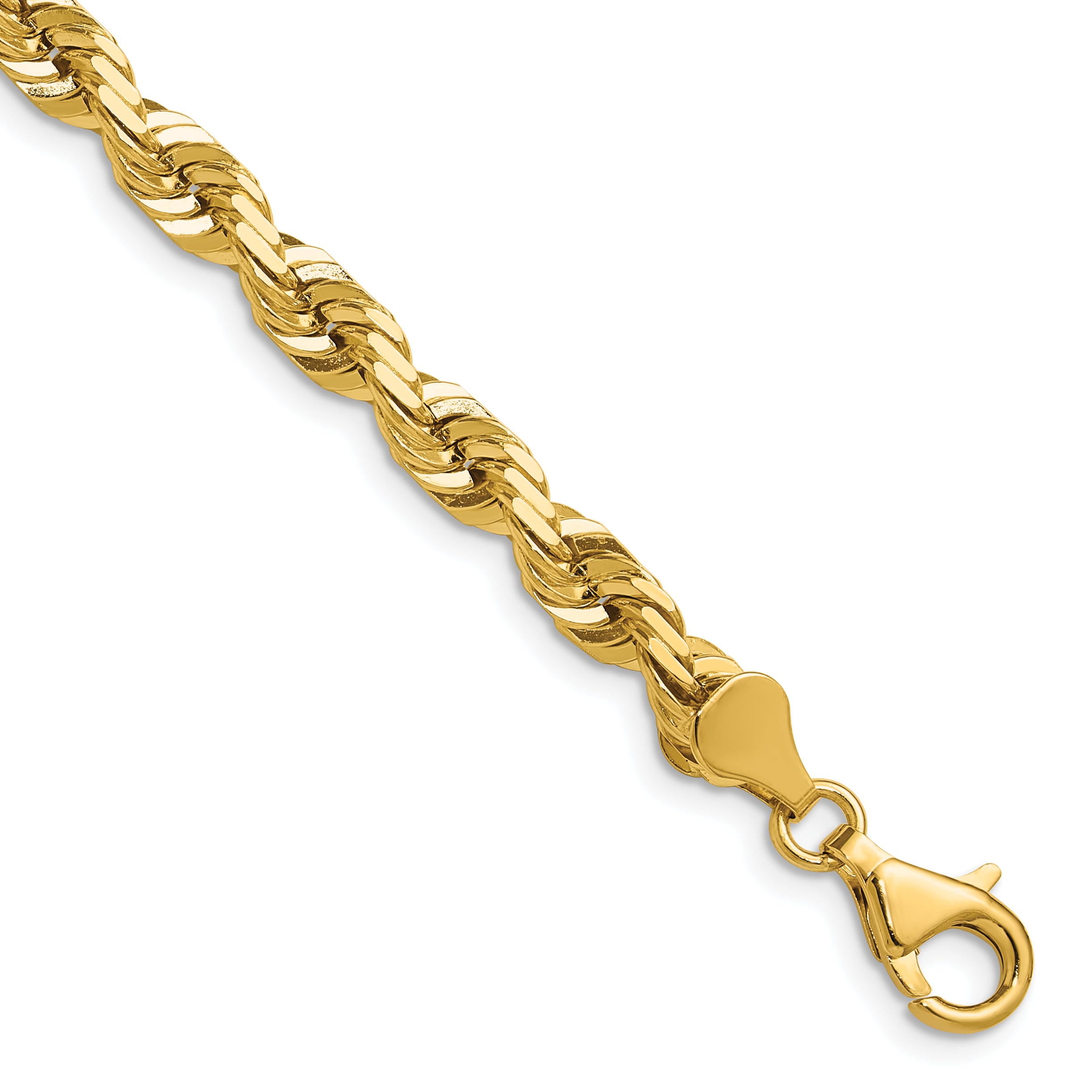 14K 30 inch 5.5mm Diamond-cut Rope with Fancy Lobster Clasp Chain