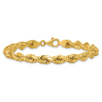 14K 9 inch 6.5mm Diamond-cut Rope with Fancy Lobster Clasp Chain