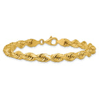 14K 8 inch 6.5mm Diamond-cut Rope with Fancy Lobster Clasp Chain - Sophia Jewelers